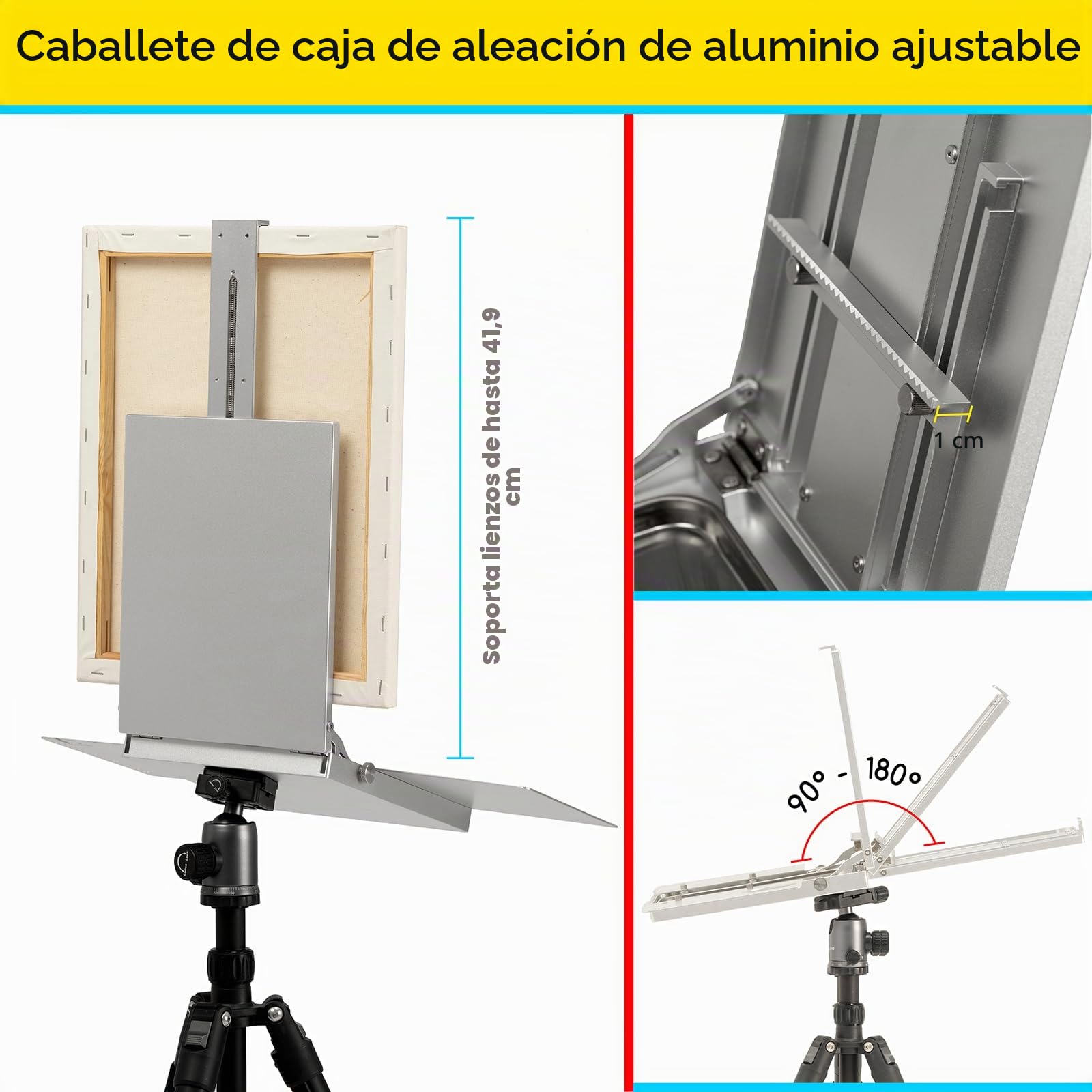 MEEDEN Caballete de aleación de aluminio, caballete Plein Air para pintar, trípode portátil ajustable para artistas, caballete de arte de viaje, caballete de mesa de escritorio