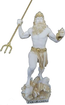 Poseidon Neptune Sculpture Ancient Greek God of The sea Active Statue Aged