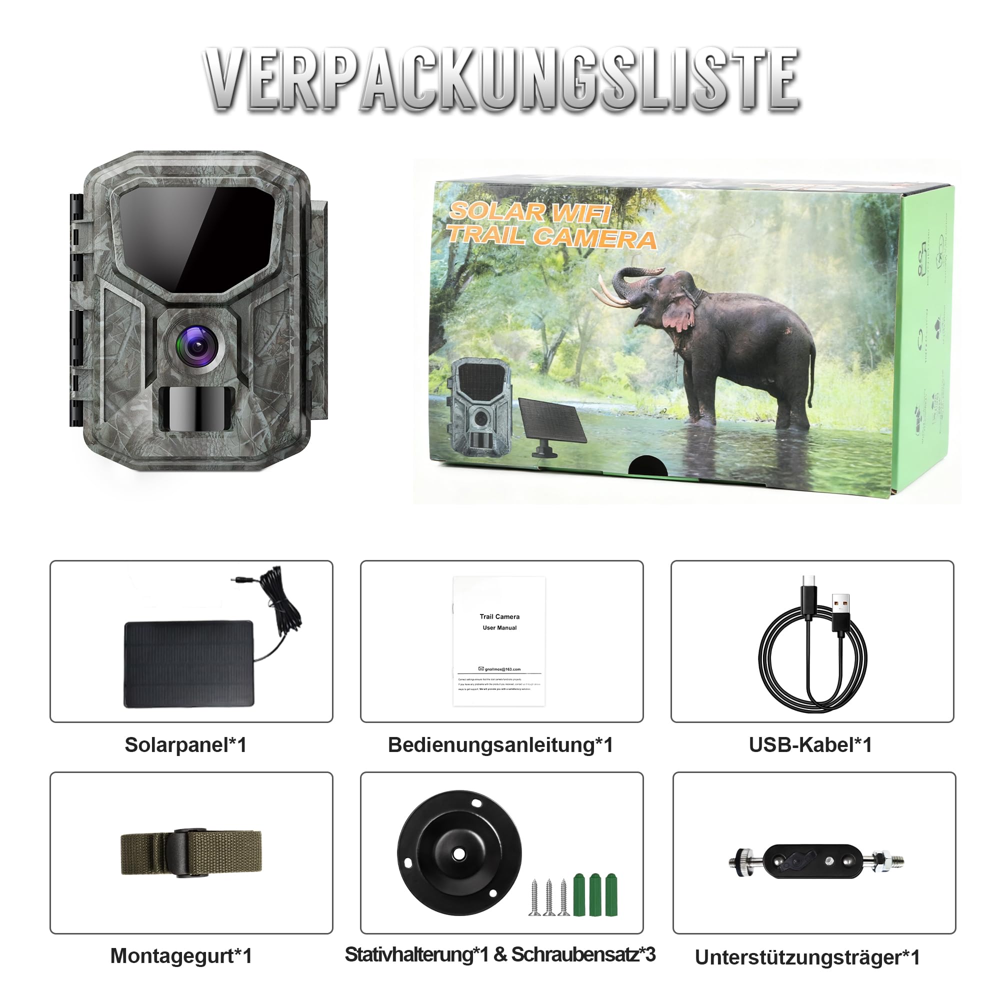 8K Solar Wildkamera mit unbegrenzter kostenloser App, 7800mAh Akku, 850nm Nachtsicht, 0,1S Bewegungserkennung, IP66 wasserdicht, Wildkamera mit 32GB Speicherkarte, Tierkamera | 0,1S Bewegungserkennung, IP66 wasserdicht, Unbegrenzte kostenlose App, Tierkam