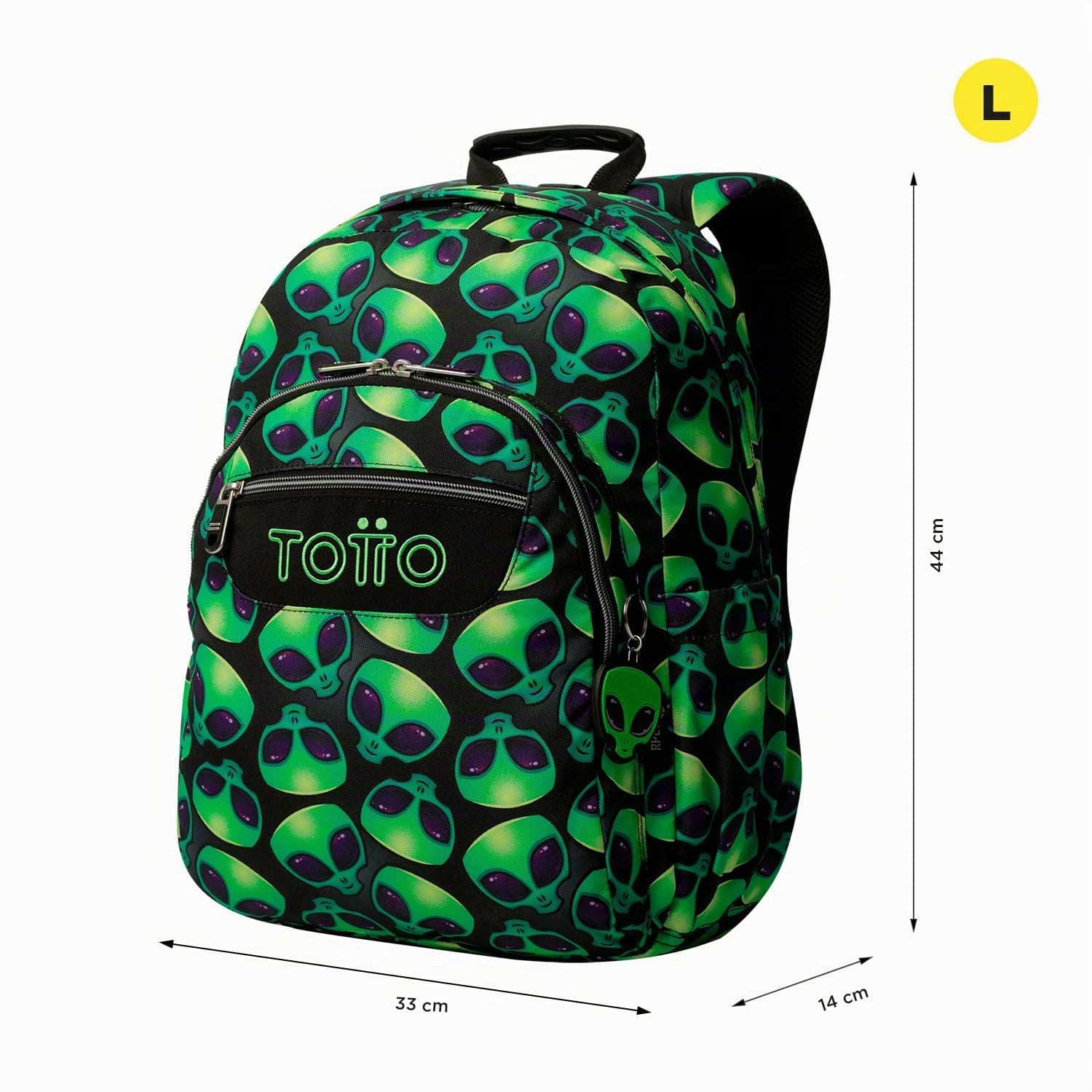 TOTTO - Mochila Escolar Adaptable a Carro, Modelo Acuareles, Capacidad 20 L, Bolsillo para Pc 14", 2 Bolsillo Botella, Espaldar Ergonómico con Flujo de Aire, Cómodas Correas en S, Estampado Ali