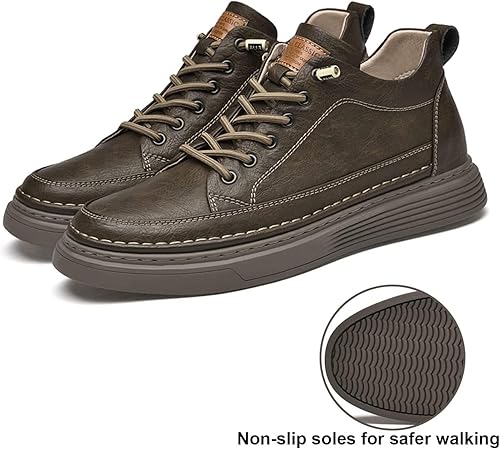 Miniatura 6 de Zapatos Oxford casuales de cuero para hombre, invisible, aumento de altura, antideslizante, suela suave, con cordones, zapatos de vestir a la moda