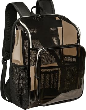 Clear Backpacks for School Large Clear Bookbag with Multi-Pockets PVC Transparent Backpack for College, Amber