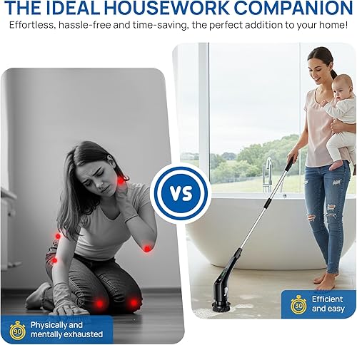 Miniatura 3 de Limpiador giratorio eléctrico mejorado 2025 cepillo de limpieza inalámbrico con doble velocidad de 400 RPM, IPX5 impermeable, tiempo de