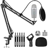 Microphone Stand, Adjustable Mic Stand Set for Blue Yeti Nano Suspension Boom Scissor Arm Stand with 5/8