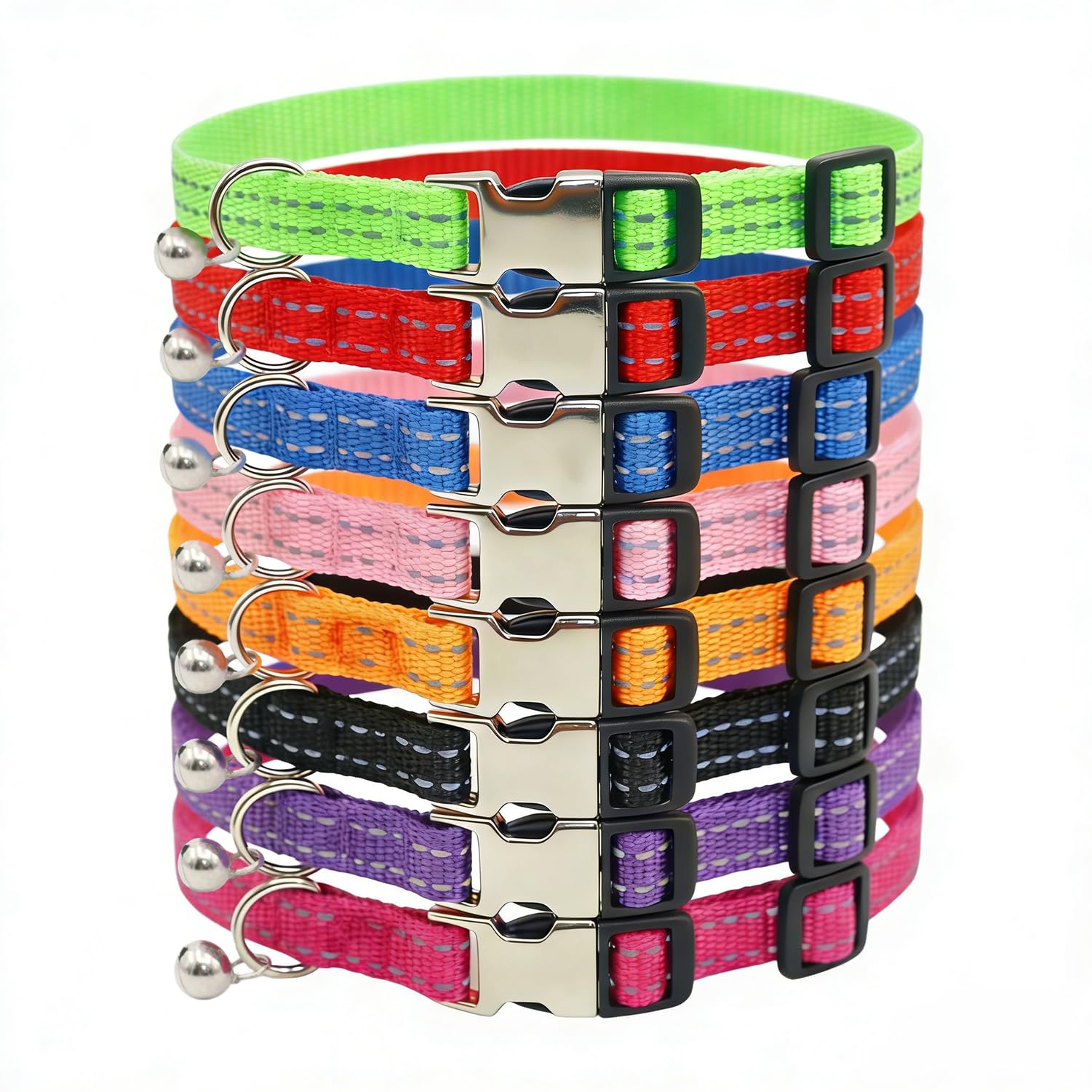 Collares reflectantes para gatos con cierre breakaway y campana de seguridad THAIN