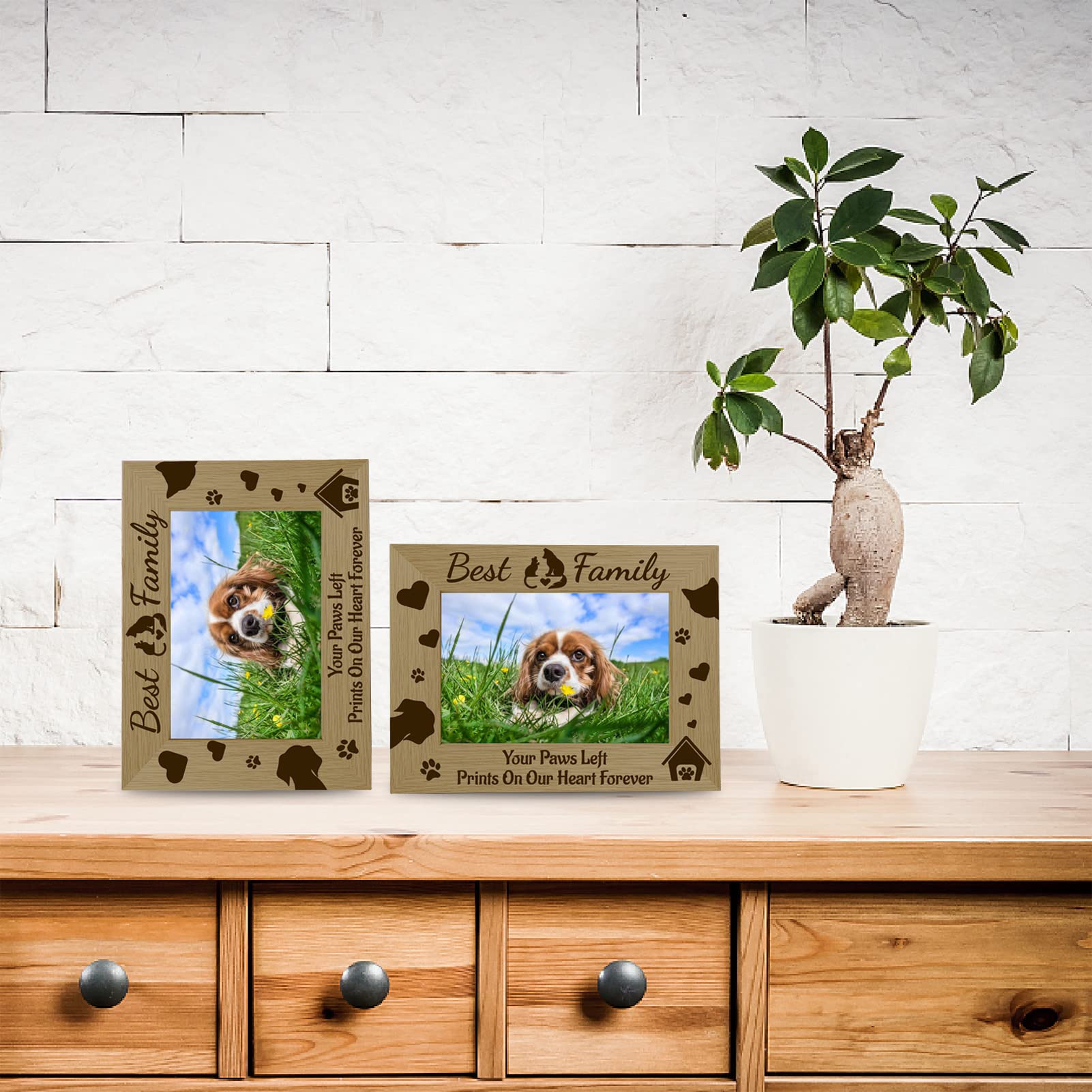 CREATCABIN Cadre Photo Chat Bois Gravé Mémorial Bois Naturel pour 4x6  portrait Horizontal pour Animal Compagnie Famille Amoureux des Chats Cadeau  pour Maison Décoration Table - Parfait dans Tous les : 