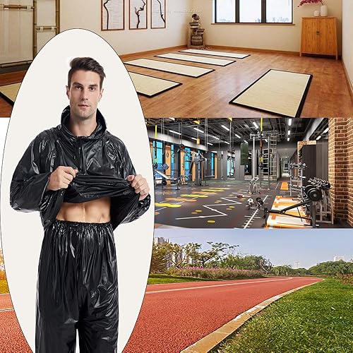 Miniatura 5 de DawnBreak Traje de sauna para mujereshombres con capucha y cremallera para pérdida de peso, fitness, ejercicio, gimnasio, entrenamiento, pantalones