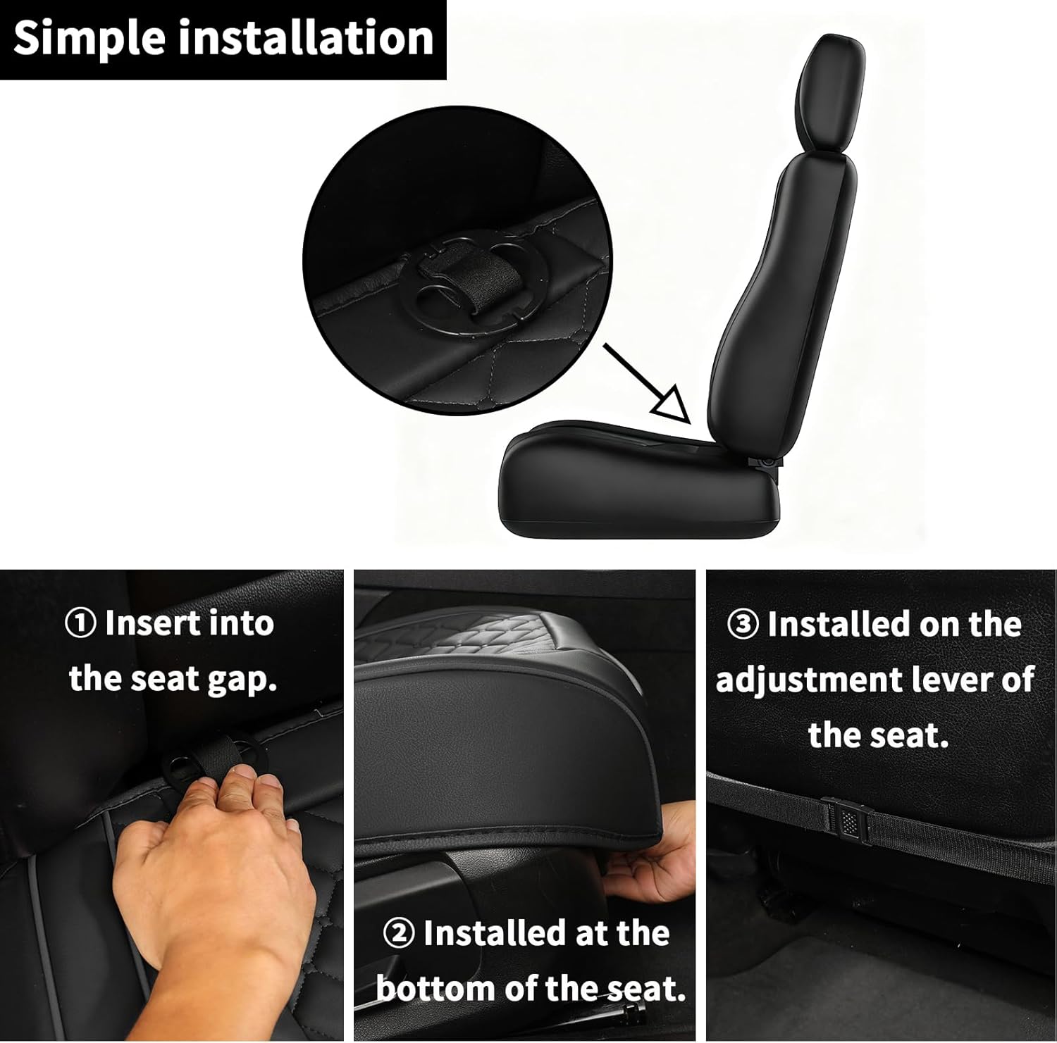 2pcs Car Seat Covers for Upgrade Leather,Car Seat Protector Water Proof Material,No Slip Soft,Side Wrapping,Bottom Seat Covers Universal for Most Automotive,Vans,Trucks,Suvs (Black)