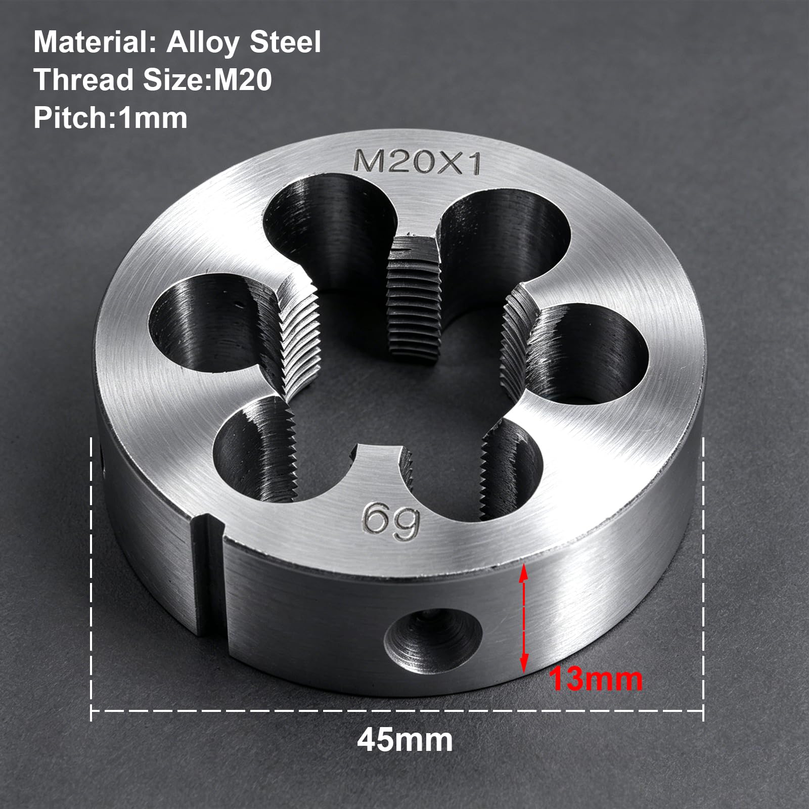 1pc M20 x 1.0 Metric Right Hand Thread Die, Alloy Steel Round Machine Threading Die for Metal Thread Cutting, 1.5mm Pitch (M20 x 1.0) — Amazon image 3