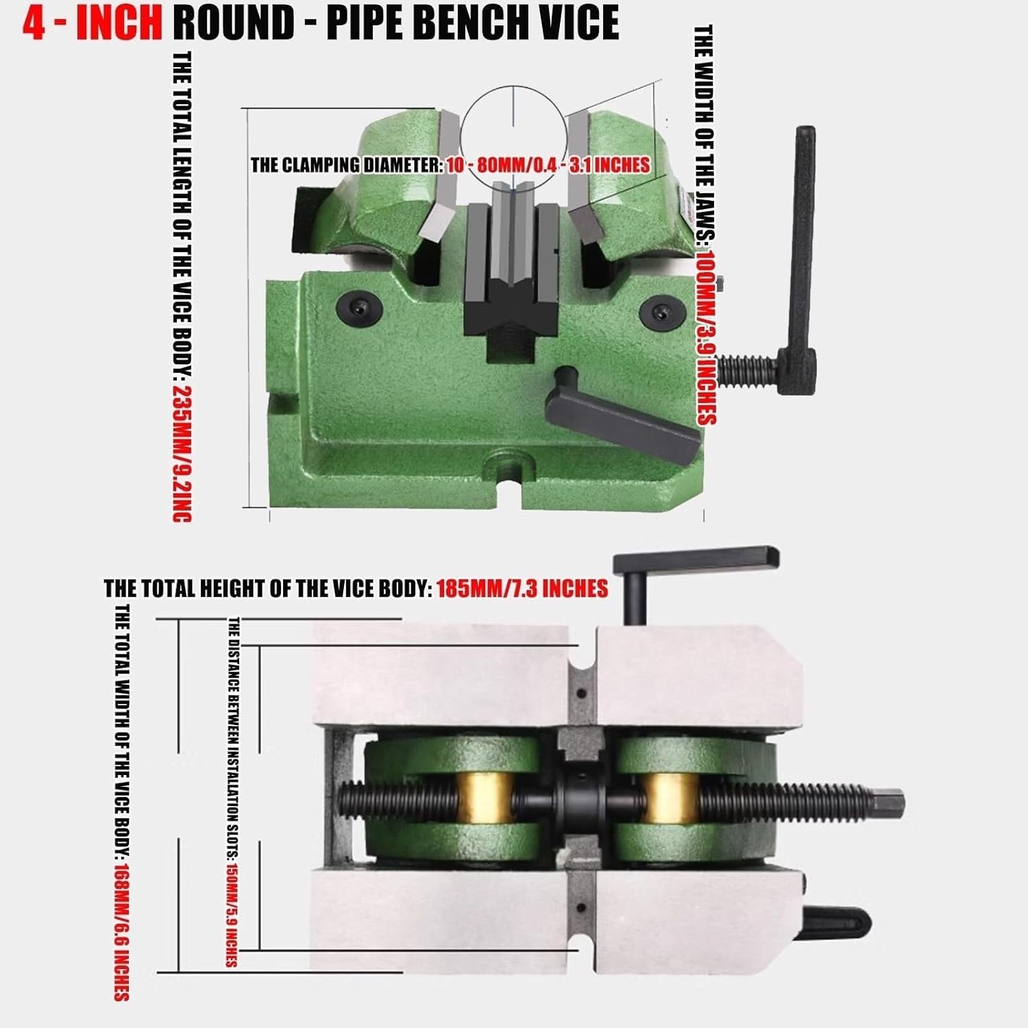 Heavy Duty Pipe Wrench Adjustable 3 Inch Bench Vise with Fixed Bar Ideal for Clamping Round Workpieces Durable Work Suitable for Metalworking Repair and Fabrication