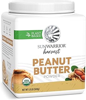 Peanut Butter Powder | All Natural Peanut Butter Powder Reduced Fat No Sugar Added Low Calories Low Fat Non GMO Soy Free Gluten Free Peanut Flour | 500g tub Organic Harvest