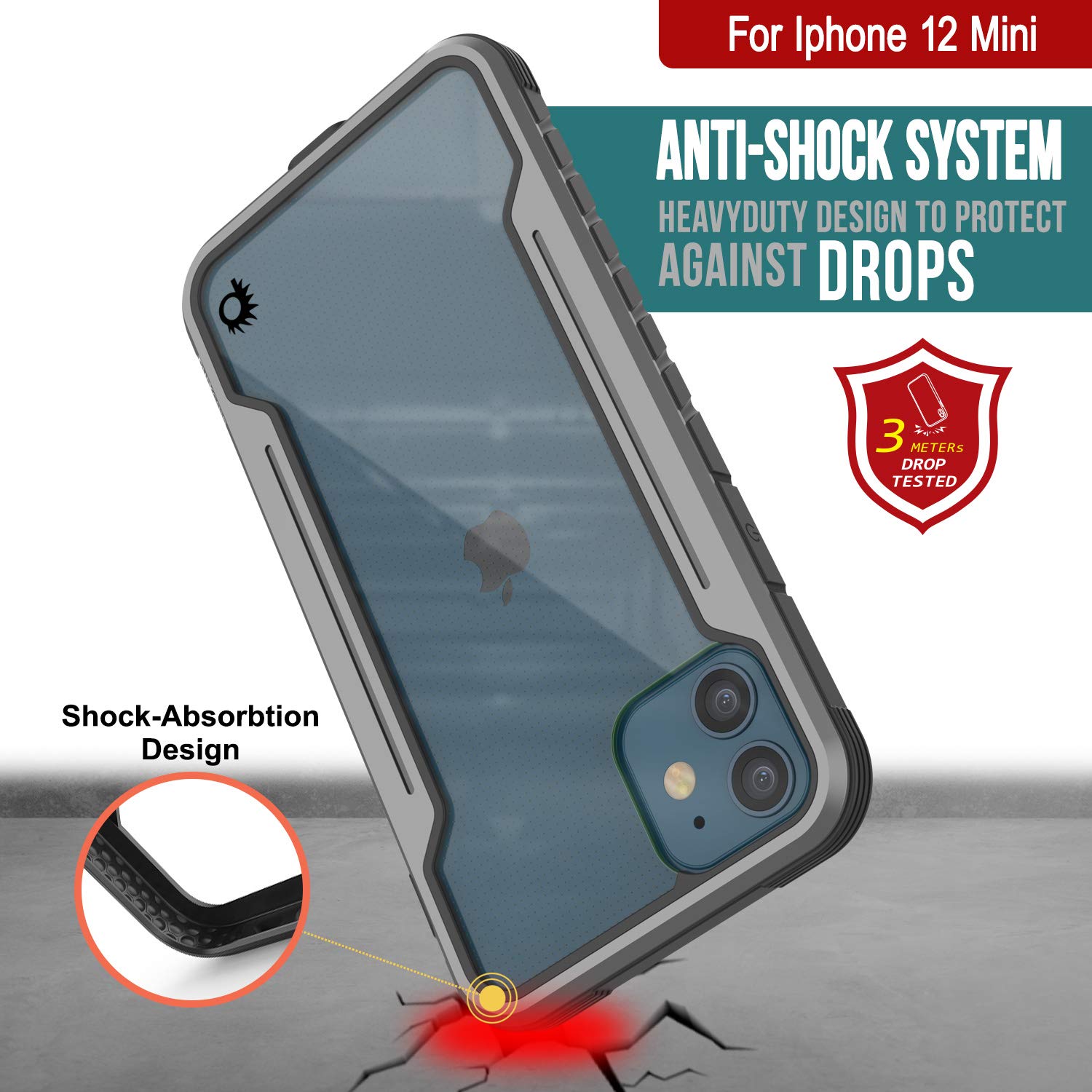 Punkcase Designed For IPhone 12 Mini [Armor Stealth