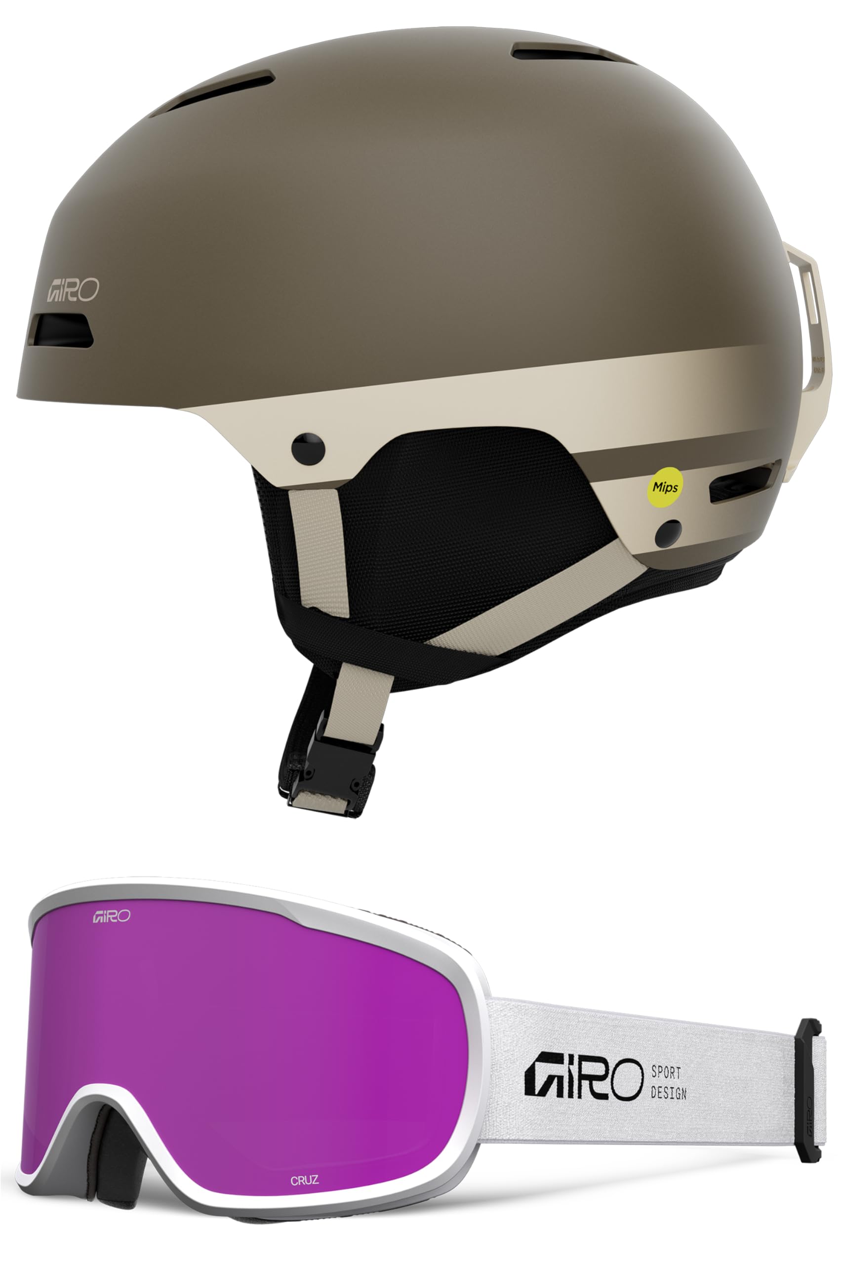 Giro Ledge MIPS AF Snow Helmet/Goggle Combo - (Combo) Matte Black - White Stacked - Size Small