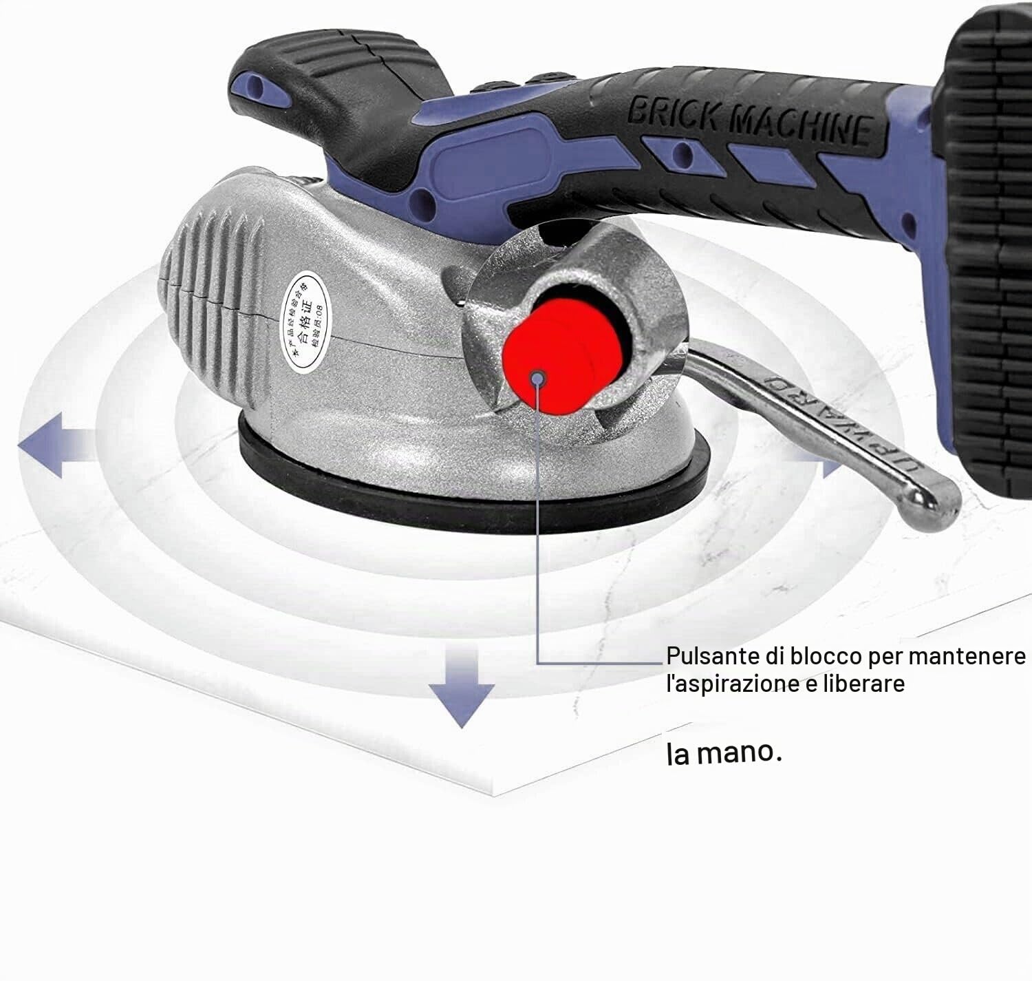 Vibratore per Piastrelle a Batteria Livellatrice Piastrellatrice Ventosa per Piastrelle con due Batterie da 16.8V 2Ah 6 Livelli di Vibrazione con ventosa da 120mm per Piastrelle Pavimenti