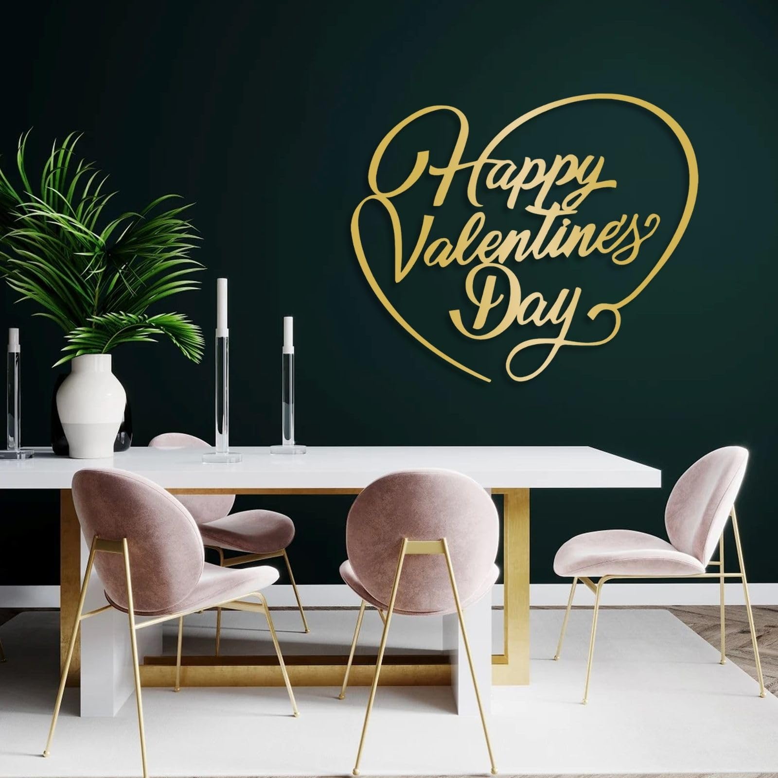Decoración de Pared de Metal Arte de Pared Feliz Día de San Valentín Letras de San Valentín He He Pareja de San Valentín Regalos de San Valentín 24"X19" 60X49.5cm Negro