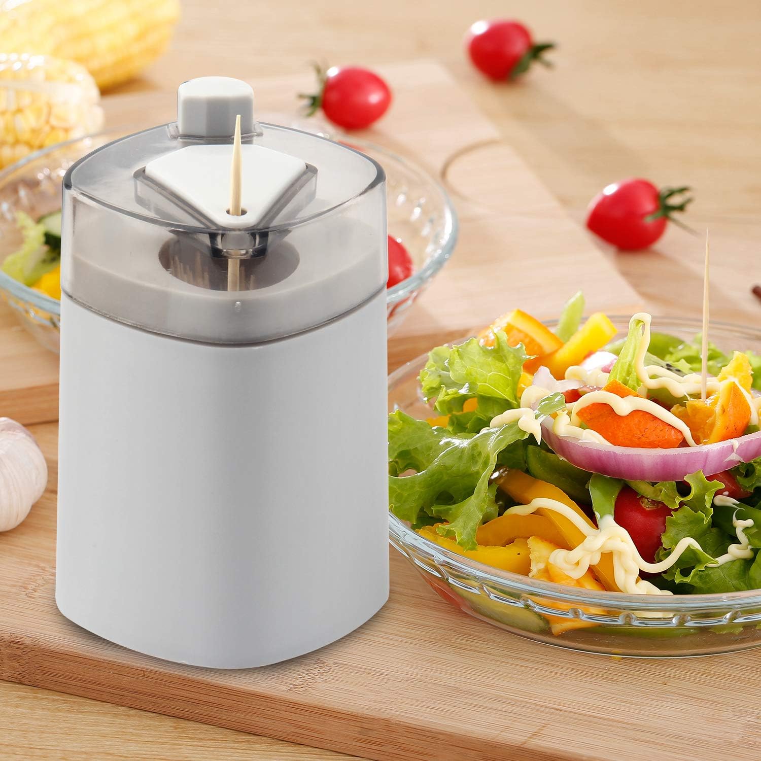 Toothpick Holder Dispenser, Pop-Up Automatic Toothpick Dispenser for Kitchen Restaurant Thickening Toothpicks Container Pocket Novelty, Sturdy Safe Container Toothpick Storage Box - Grey