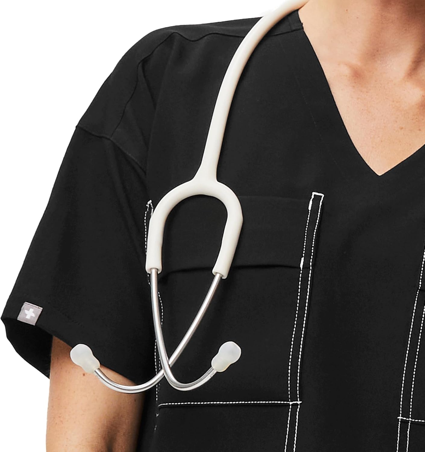 FIGS Bello Cargo Scrub Top for Women — Oversized Fit, V-Neck, Two Pockets, Back Yoke, 4-Way Stretch — Amazon Exclusive - Image 7