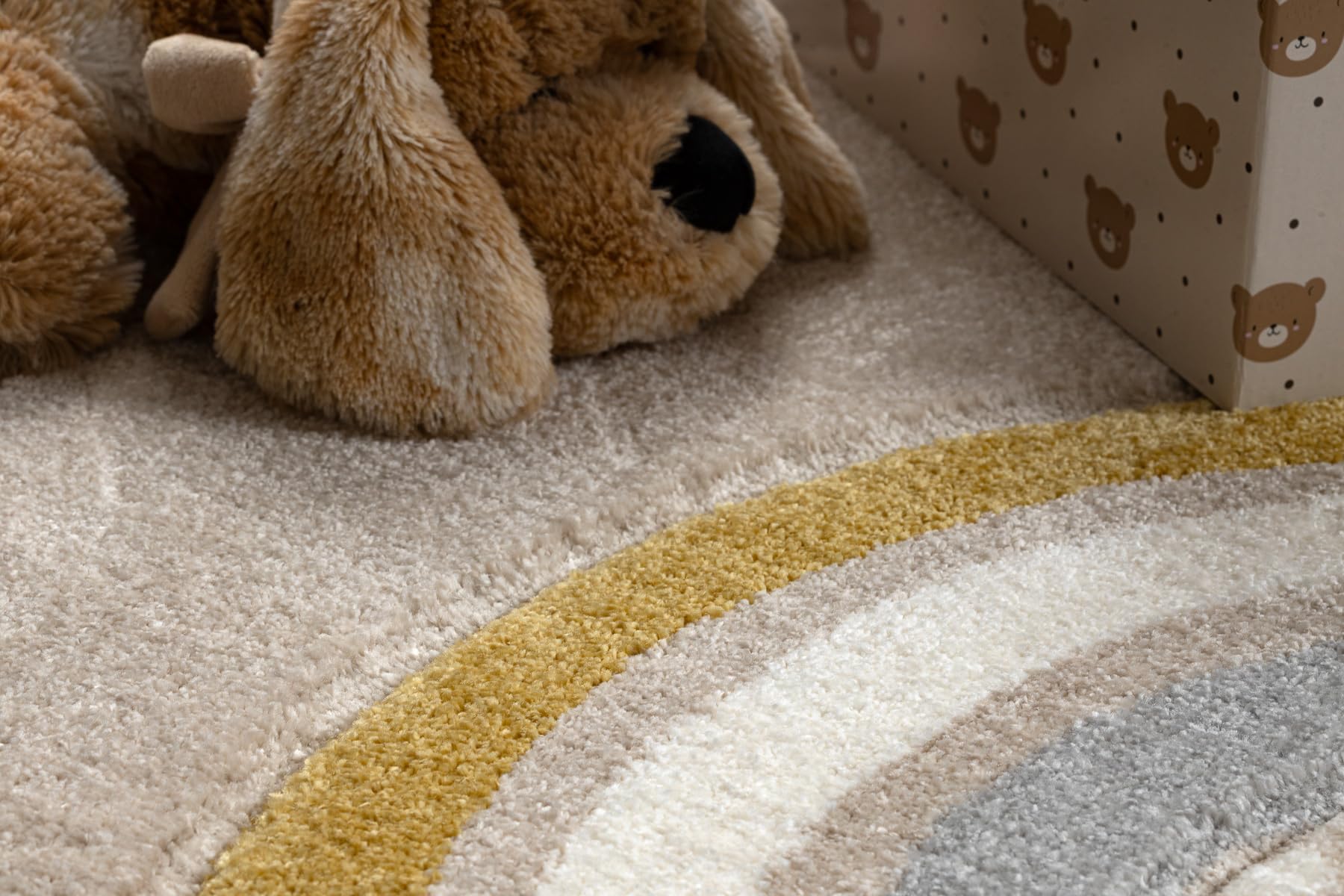 Kiddo Teppich 6109 Creme/weiß Regenbogen-Herzmotiv 160x220 cm