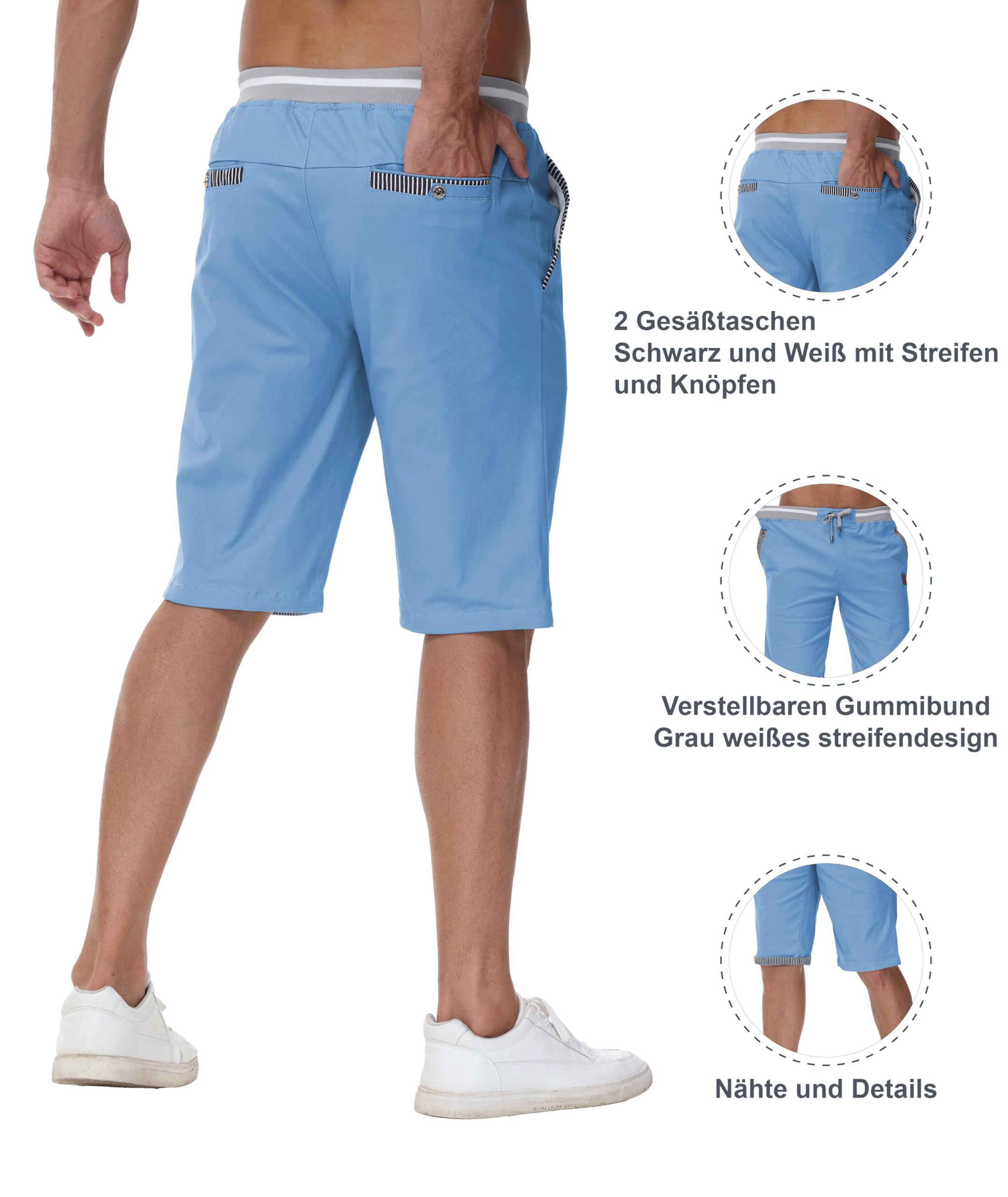 Djtnzdm Bermuda Cargo Estivi Pantaloncini Bermuda Uomo Cotone Lavoro Casual Sportivi Pantaloni Corti Golf Shorts Uomo