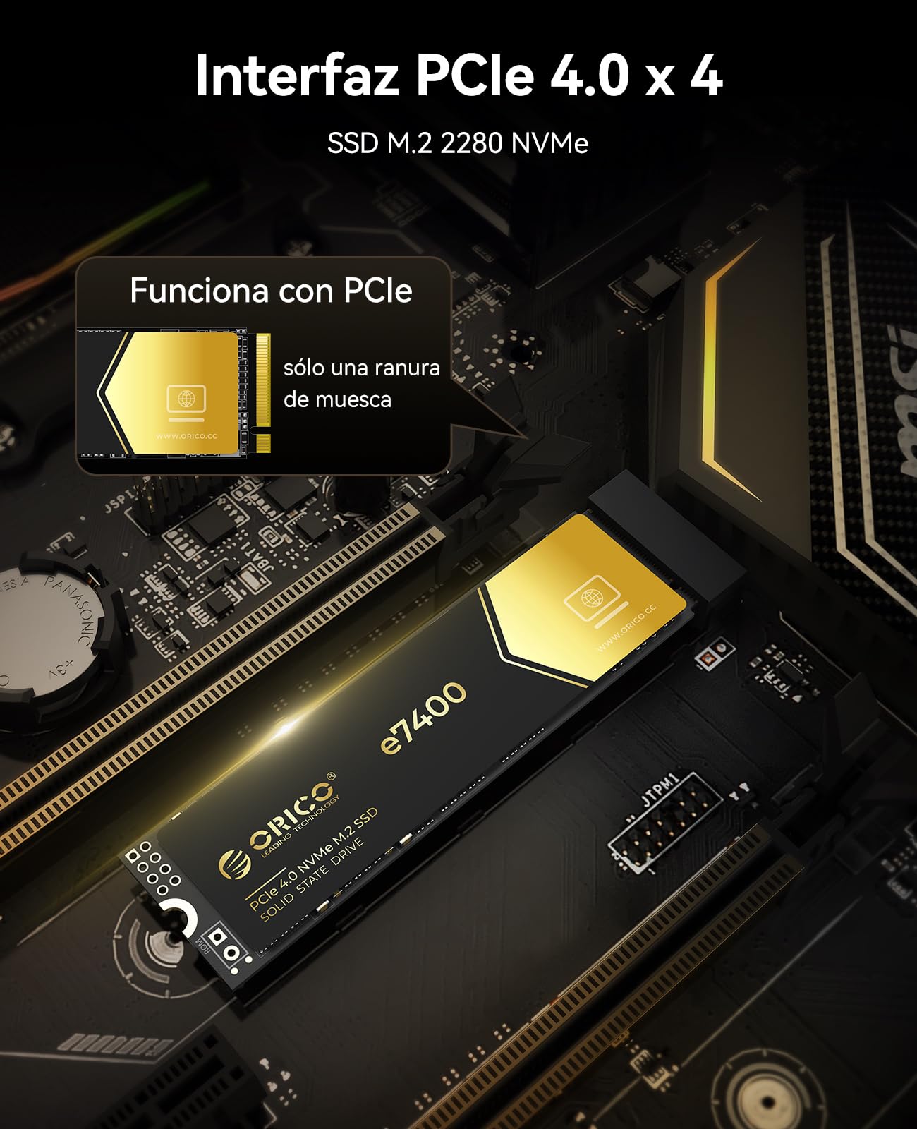 ORICO e7400 4TB NVMe SSD, PCIe Gen4x4 M.2 2280 SSD, Up to 7400MB/s