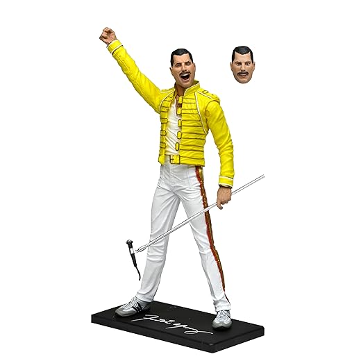Figura Action Freddie Mercury in Concerto con Giacca Gialla e Microfono - Altezza 18cm - Multicolore