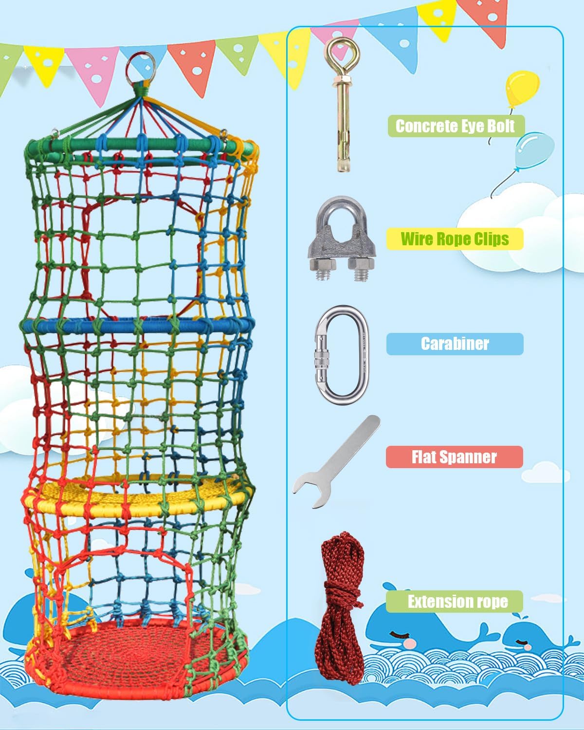 Saucer Tree Swing for Kids Climbing Rope Ladder for Children Rock Climbing Holds Suspension Indoor and Outdoor Balance Coordination Training Equipmen(3 Tier)