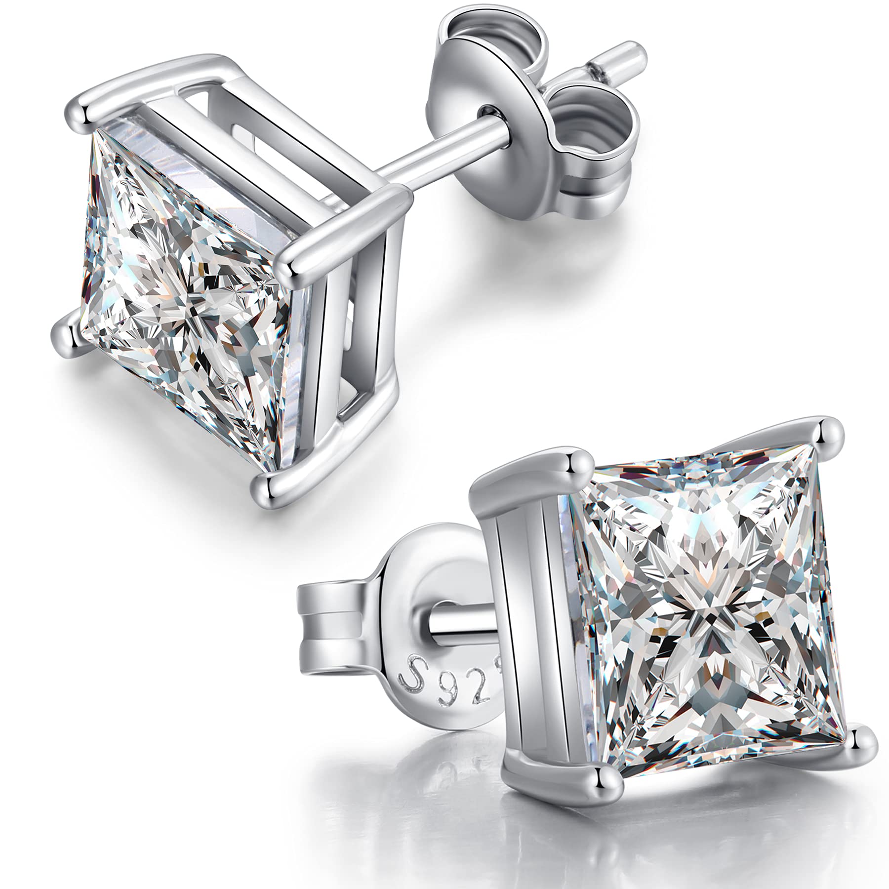 jiamiaoi Pendientes hombres plata Pendientes hombres diamante Pendientes hombre plata de ley Pendientes brillante hombre de circonita Pendientes mujer plata 4mm-8mm