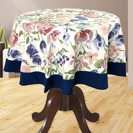 Bilberry Furnishing By Preeti Grover Printed Cotton Round Table Cover Cloth Washable 56 for 4-5 Seater Dining Table (36 to 48, Pack of 1)