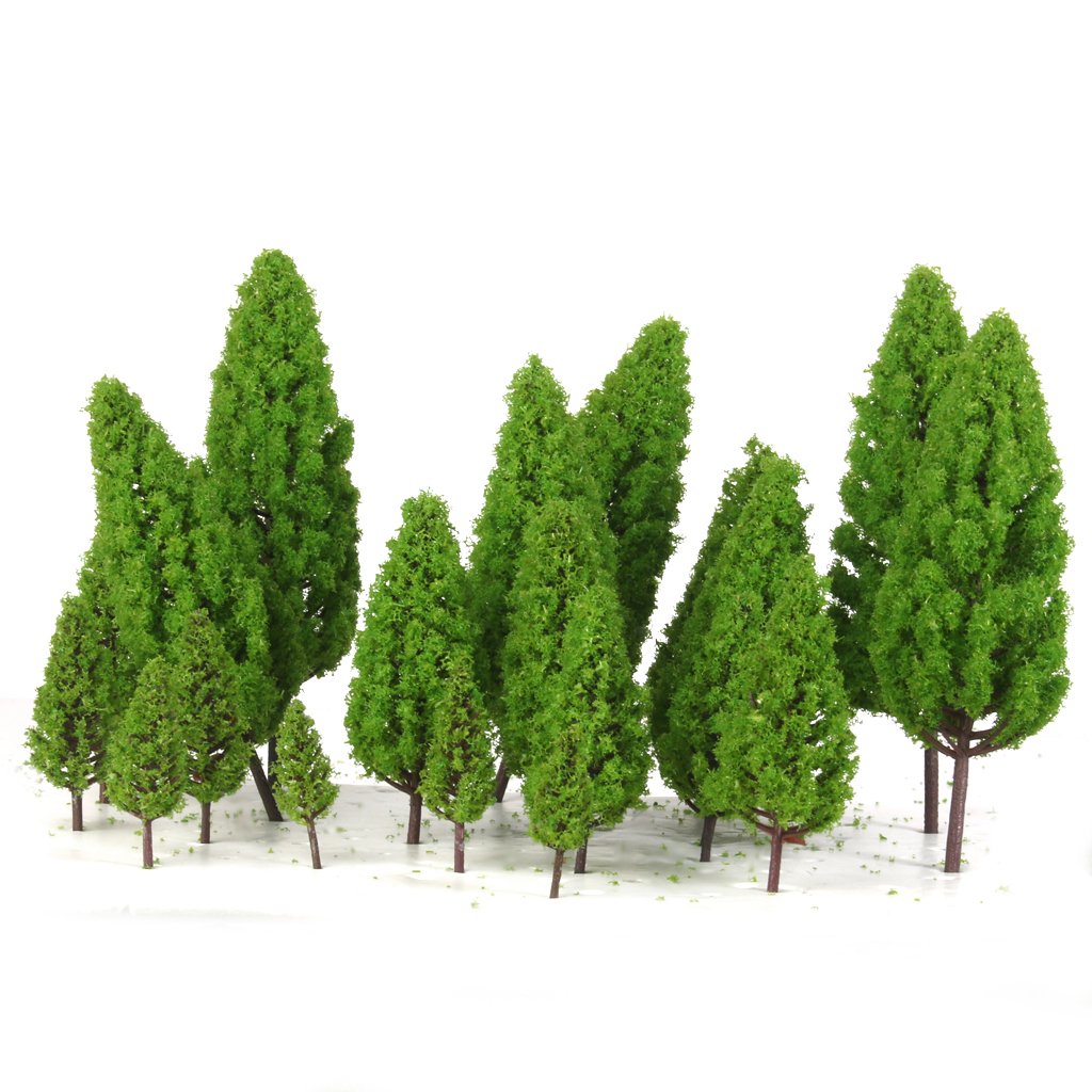 #N/A/a Set di 20 Alberi a Forma di Torre della Vegetazione del Paesaggio del Treno, Modelli in Scala 1 / 50-1 / 400 - Verde, 111