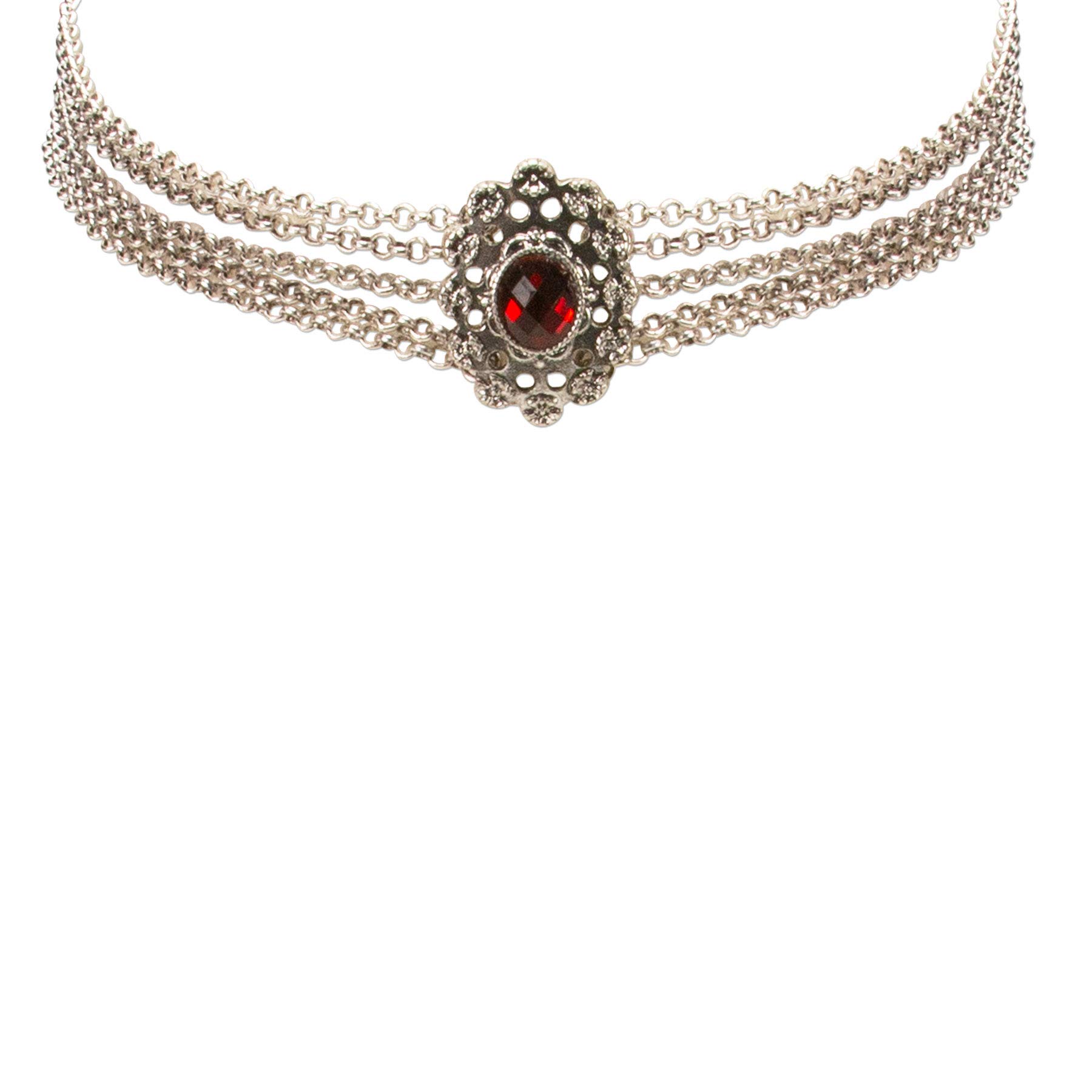 Alpenflüstern Trachten-Metall-Kropfkette Luzia - Elegante Trachtenkette - nostalgischer Damen-Trachtenschmuck, Dirndlkette mit Mittelteil in traditionellen Farben DHK228