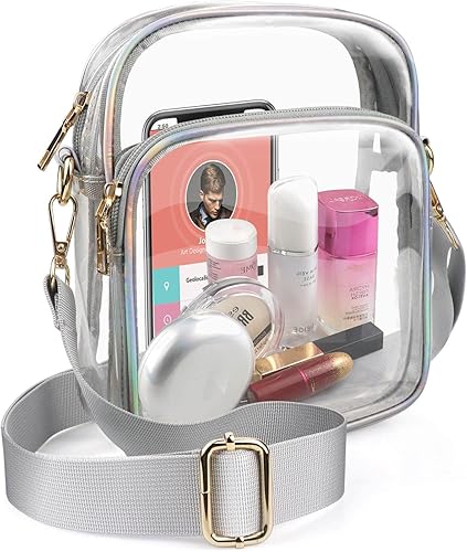 COROMAY Bolsa transparente para eventos de estadio, bolso transparente de moda, bolsa transparente de TPU aprobada para estadios para fiestas de