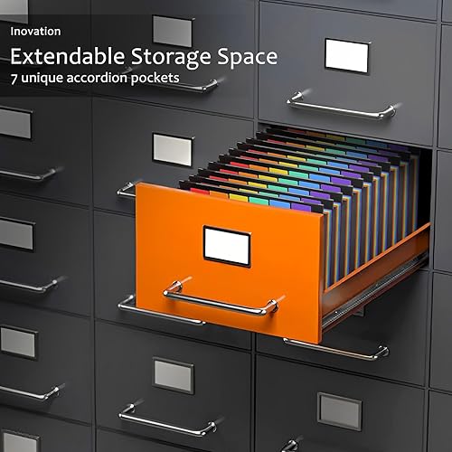 Miniatura 5 de DORA BRIDAL Carpetas colgantes para archivos, tamaño carta negra, 7 bolsillos, carpetas colgantes de tamaño legal para marco de carpetas,