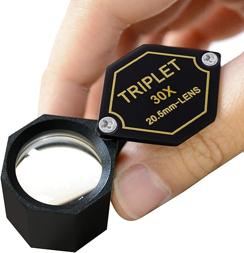 Miniatura 6 de 30x Ampliación Jeweler Loupe Acromático Triplet Lens 0.807 in Vidrio Óptico Diseño Hexagonal Negro Gema Joyería Herramienta de Lupa de Bolsillo