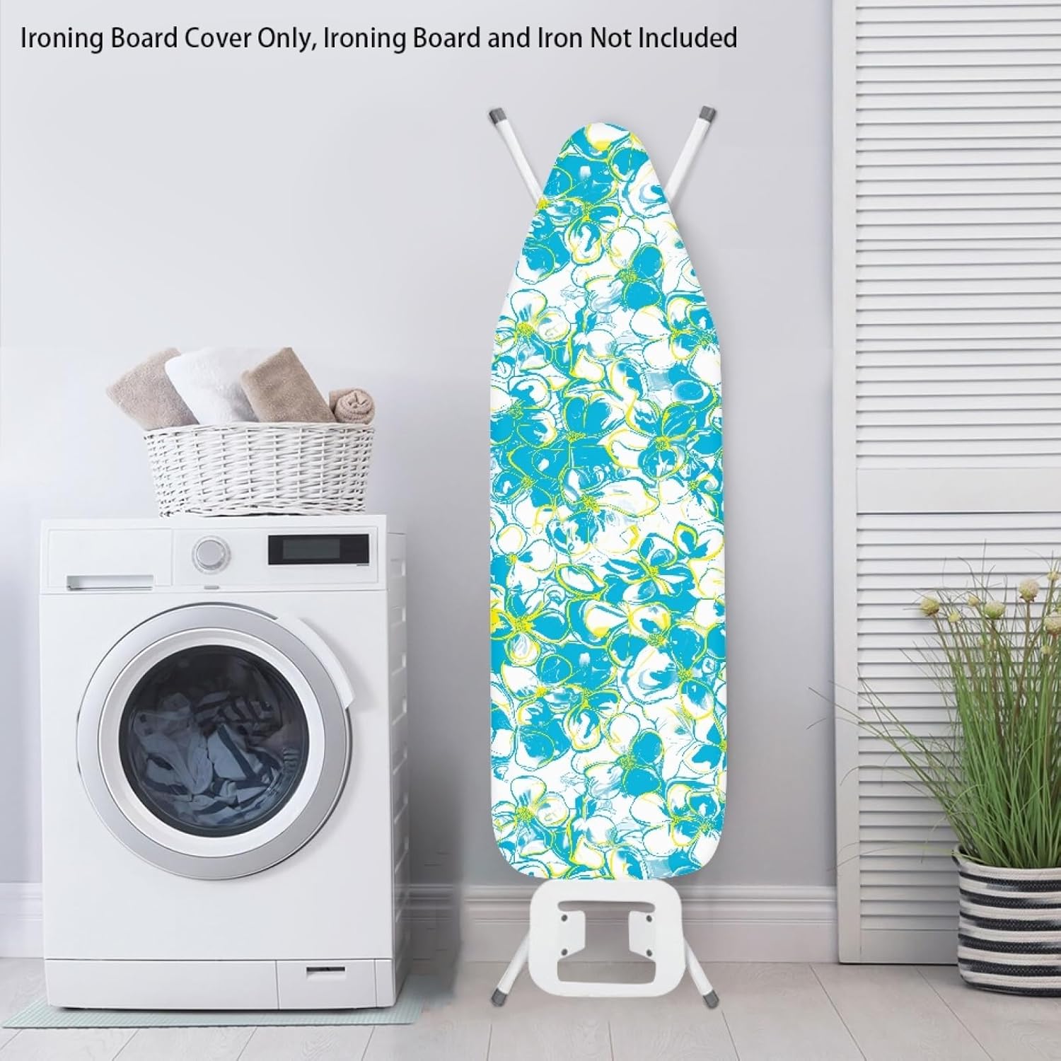 Flowers Ironing Board Cover,16"x55" Standard Ironing Board Cover with Elastic Edge and Hook and Loop Fasteners, Scorch & Stain Resistant, Polyester Home Ironing Board Covers, Wild Floral Spray