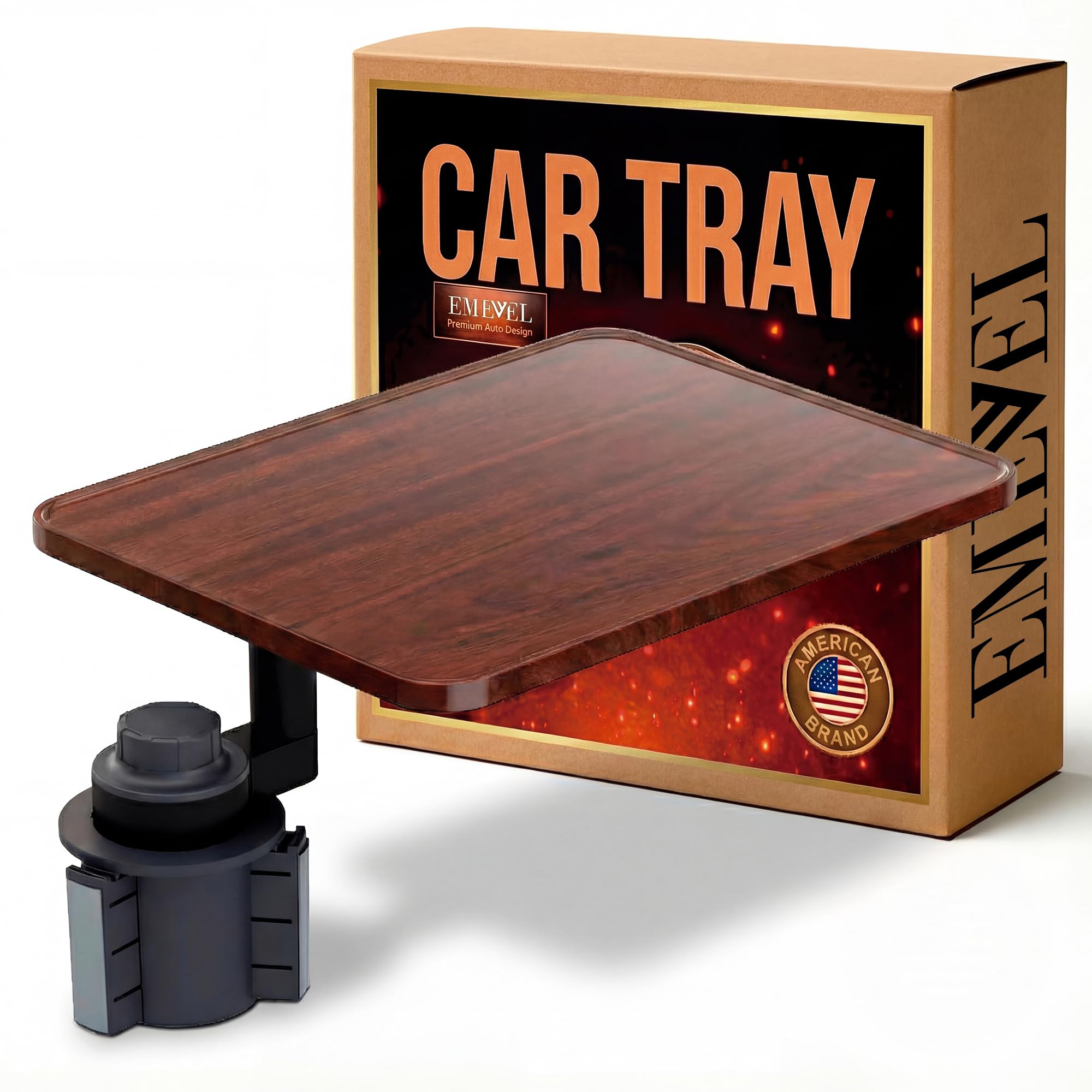 360 Rotating Wood Car Tray Adjustable Car Desk Car Table Tray Cup Holder Table Fits Any Vehicle Portable