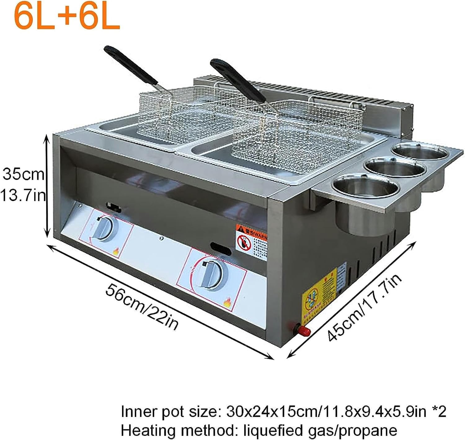 Professional Deep Gas Fryer, Propane Deep Fryer/LPG Gas Fryer, with Fried Basket and Lid Cover, for Restaurant Home Kitchen Food Cooking (Color : 1*Fried Basket)