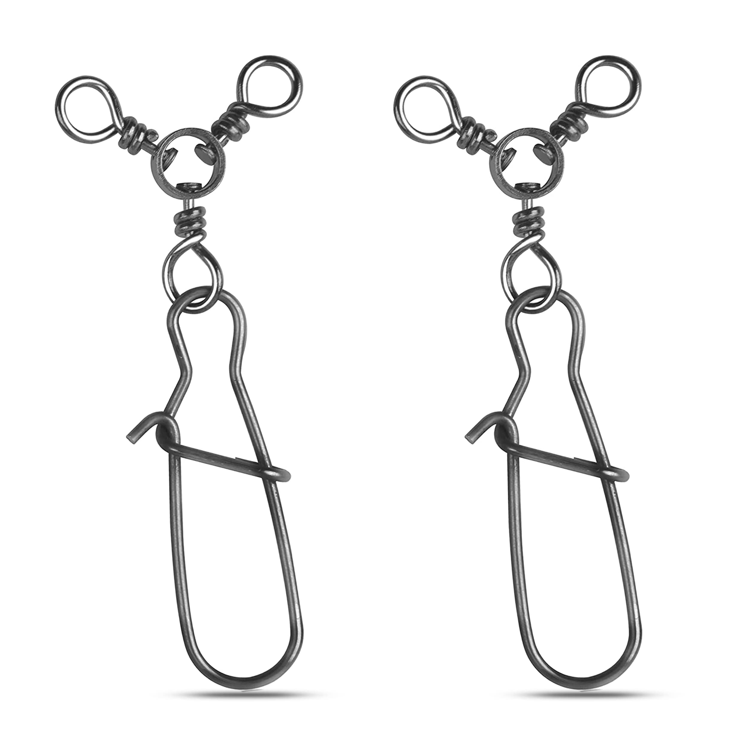 SHADDOCKFishing 3 Way Swivel Snaps - 20pcs High Strength Triple Snap Swivels Fishing Lure Connector Tackle for Trolling Catfish Rig Saltwater Freshwater