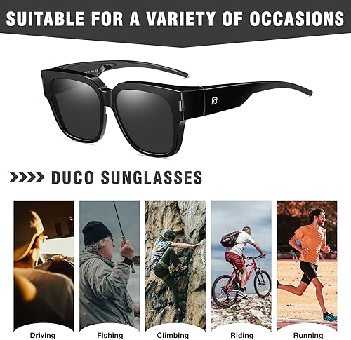 Miniatura 6 de DUCO Gafas de sol ajustadas envolventes polarizadas sobre gafas de sol para hombres y mujeres, protección UV DC8970