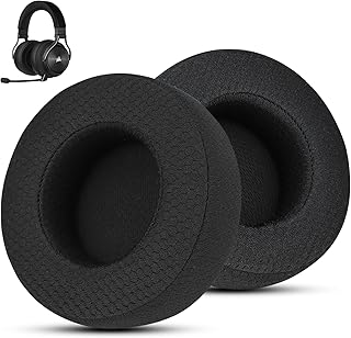 Wzsipod Specialized Replacement Earpad for Corsair Virtuoso Gaming Headset, Corsair Virtuoso Earpads Replacement with Smooth Fabric & High-Density Memory Foam, Sound Isolation (Classic Black)