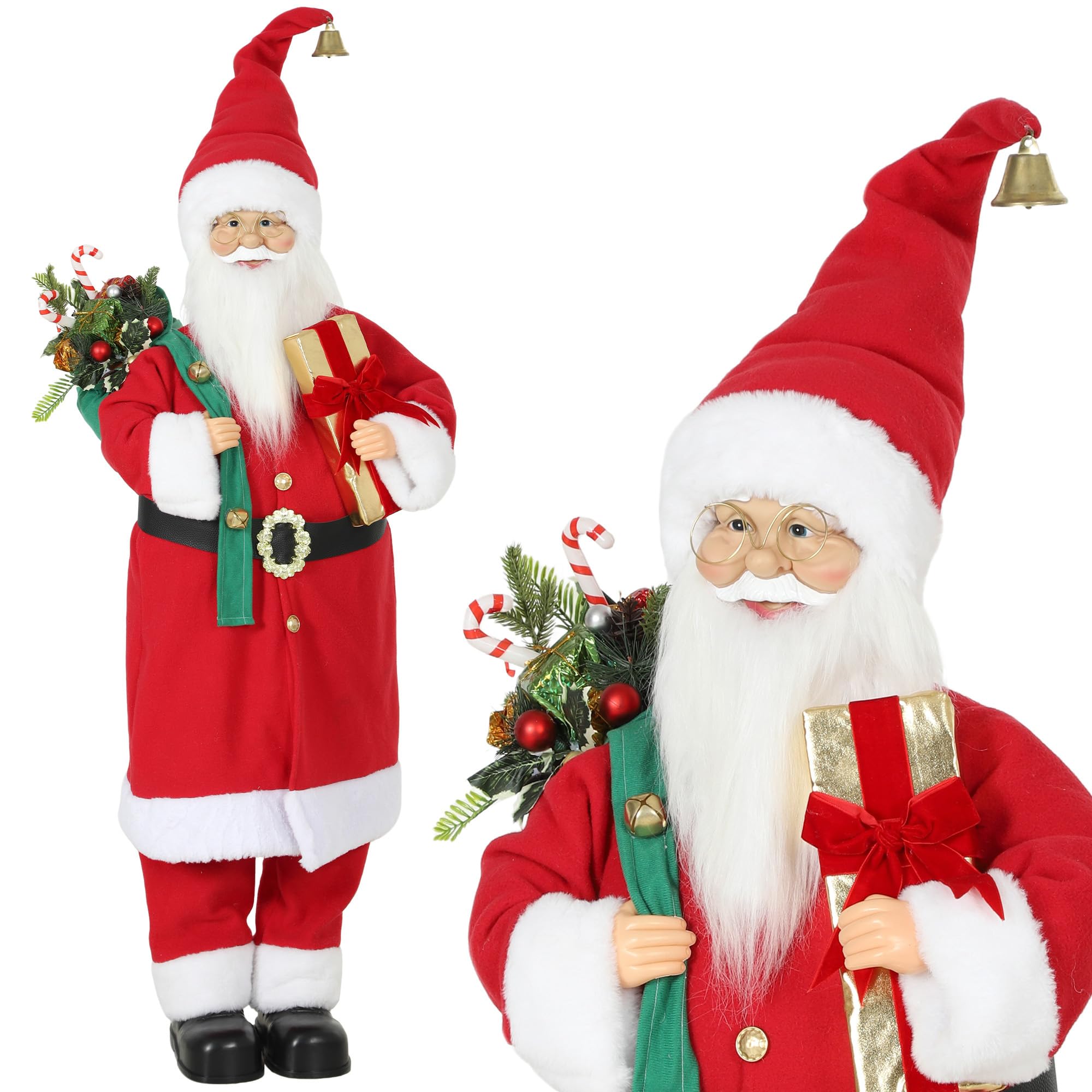 HOMCOM 4ft Life Size Singing Dancing Santa Claus with Gift and Sack
