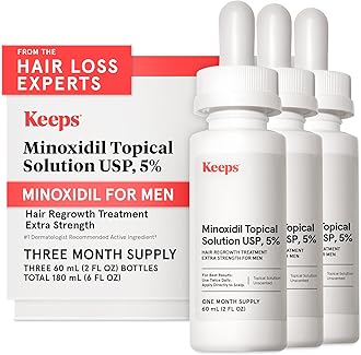 Keeps Extra Strength Minoxidil for Men - 5% Minoxidil Hair Growth Serum - Hair Loss & Regrowth Treatment for Thinning & Bald Spots - Clinically Proven Hair Growth Products - Unscented Topical Aerosol