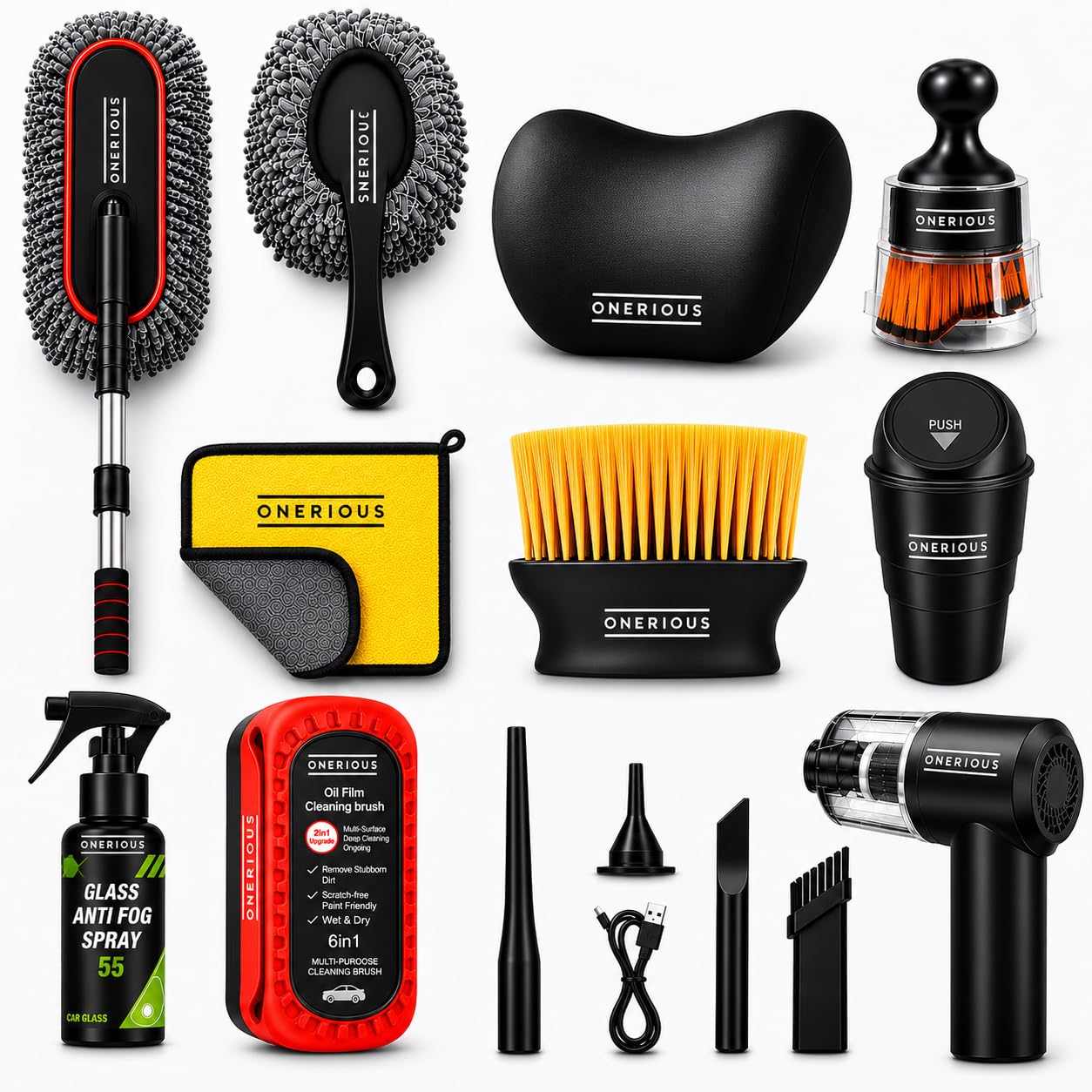 8 PCs Microfiber Car Duster with Long Handle Car Cleaning Brush Exterior & Interior Car Cleaning Cloth Car Ac Vent Cleaner Brush,Anti Fog Spray,Oil Film Cleaning Brush,SUVs Cleaning Kit-image-23