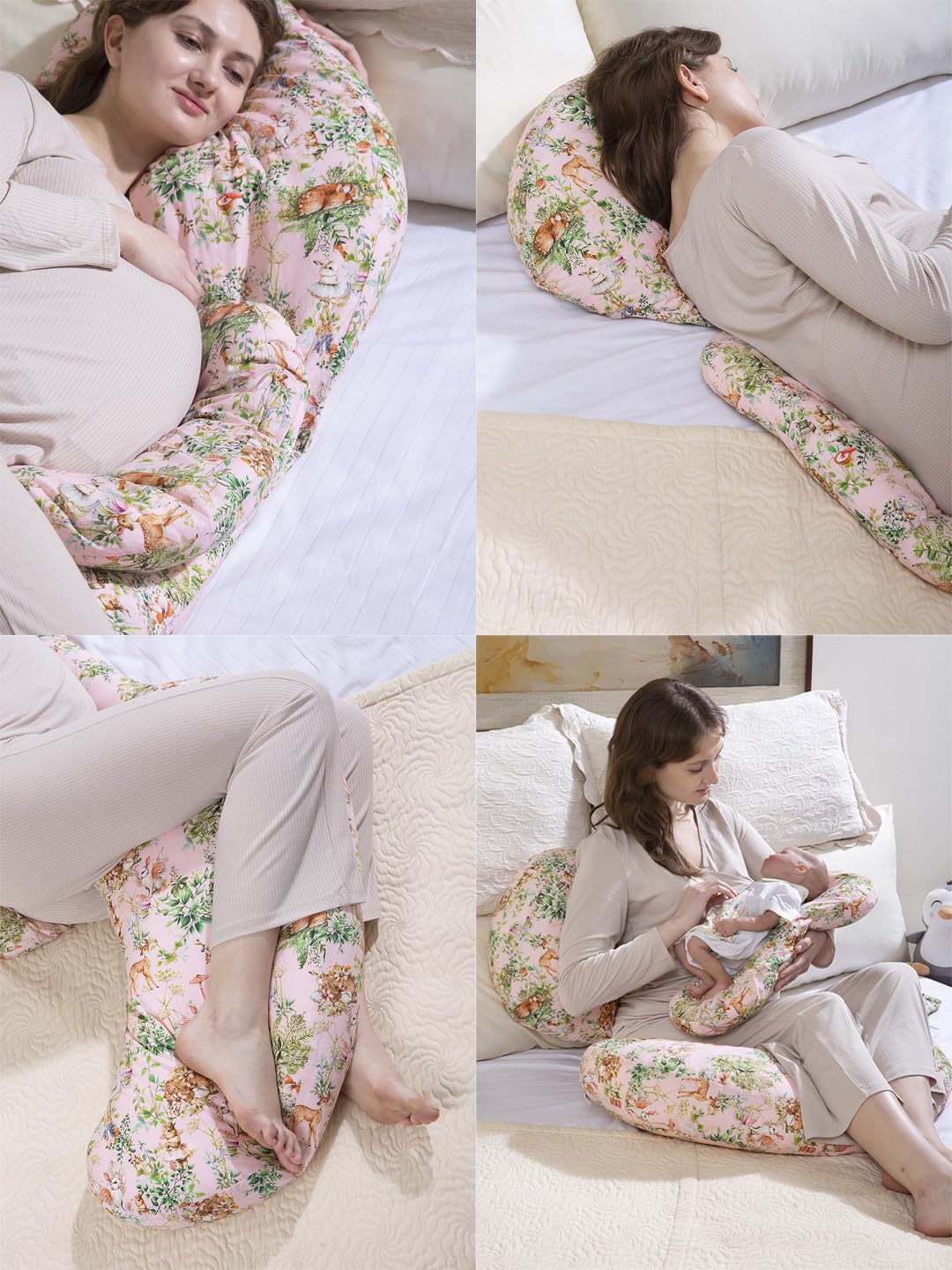 THE BABY TRUNK The Tiffany Bow Maternity Pillow | Full Body Support for Pregnancy & Nursing | Soft & Washable Cover 4