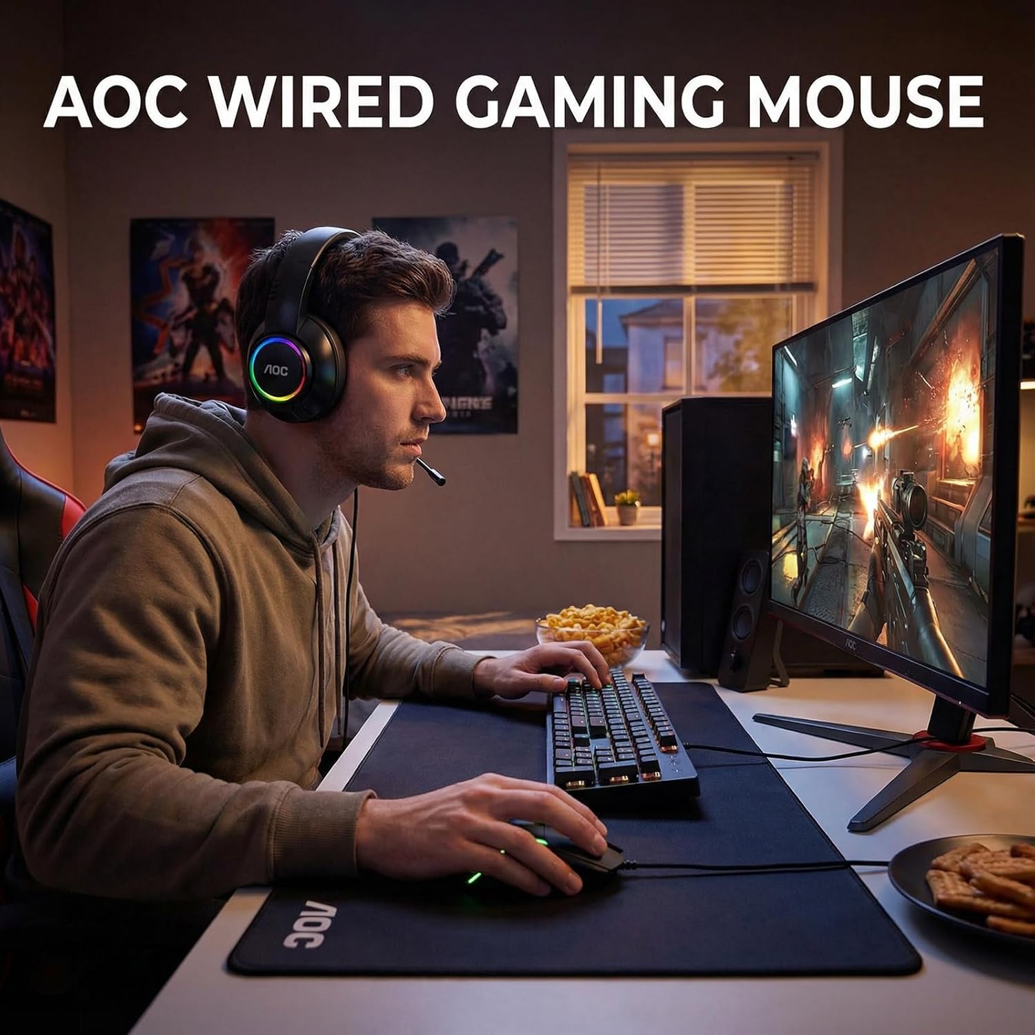 AOC GM170 Wired Gaming Mouse, Black Ergonomic Gamer Corded Mouse USB Computer Mouse Wired with 7 Buttons, Adjustable 7200DPI Optical Game Mice RGB Lighting for PC Laptop Desktop 3 71FpMtu2RfL. AC SL1500