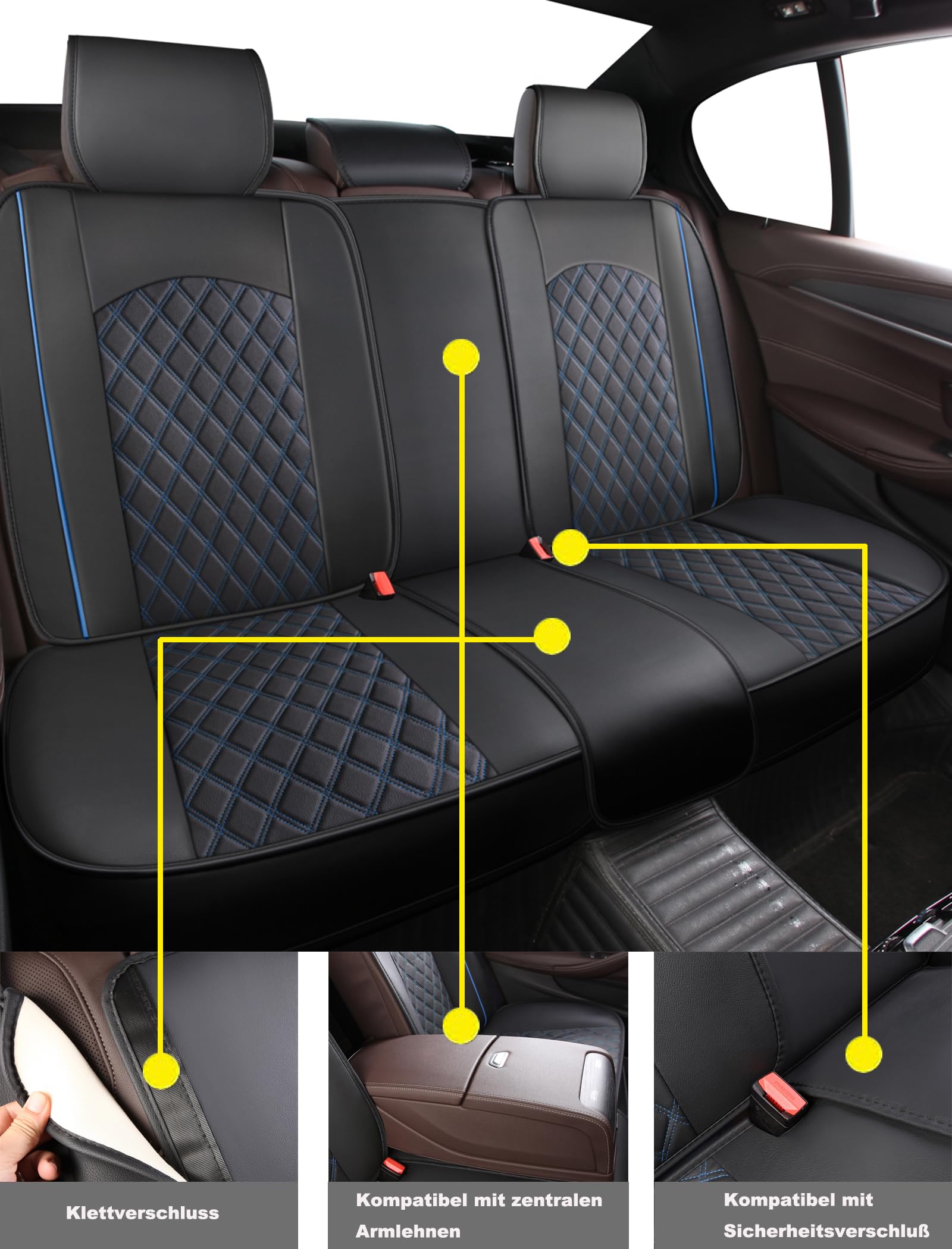 Juego completo de fundas de asiento de coche impermeables para VW TAIGO TIGUAN 2000-2024, ajuste universal (para TAIGO, azul)