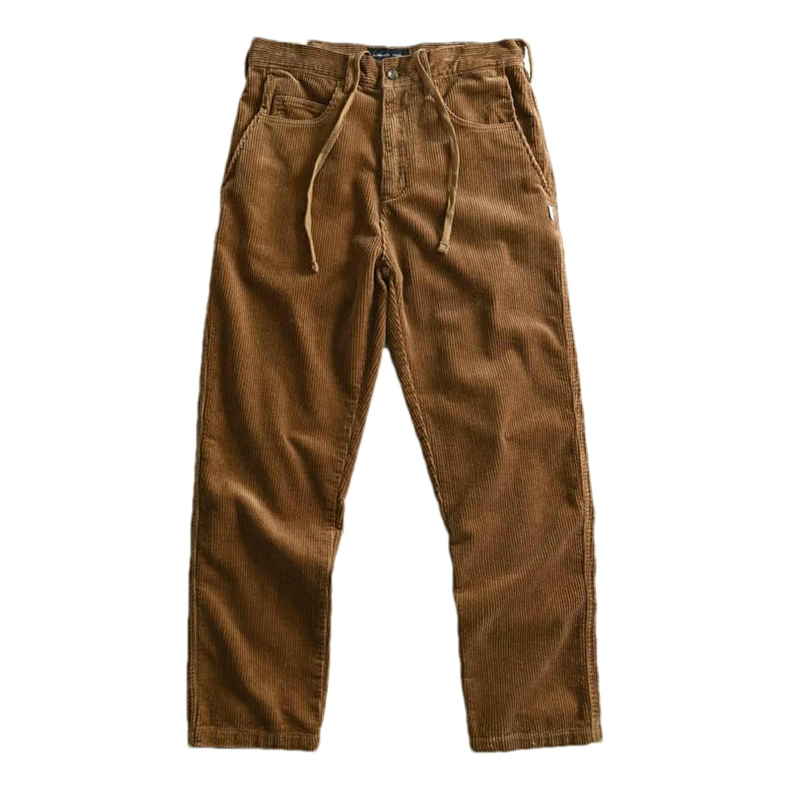 Autunno Americano Retro Pesante Velluto A Coste Casual Pantaloni Uomo Semplice Cotone Lavato Coulisse Pantaloni Dritti