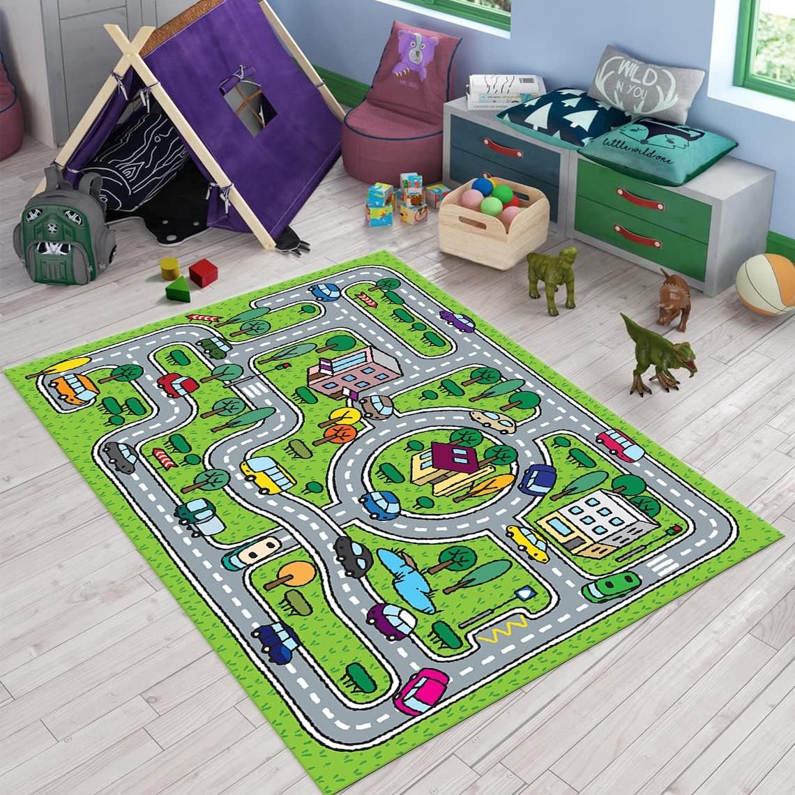 City Play Rug,Kids Room Rug, Play Rug, C149 (70”x110”)=180x280cm