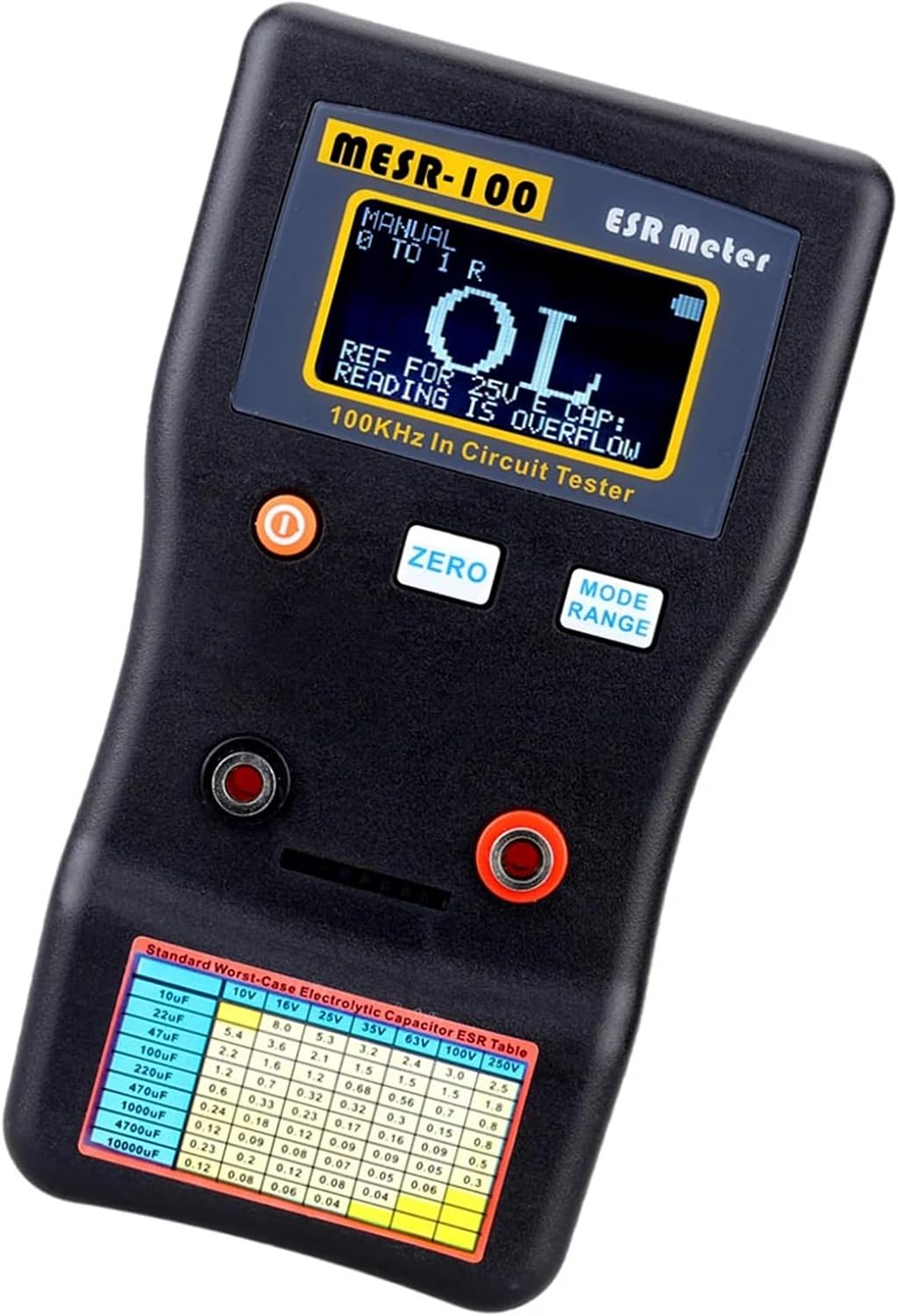 MESR-100 ESR Capacitance Ohm Meter Professional Measuring Internal Resistance of Capacitor Capacitance Circuit Tester for Electrical Testing(MESR-100)