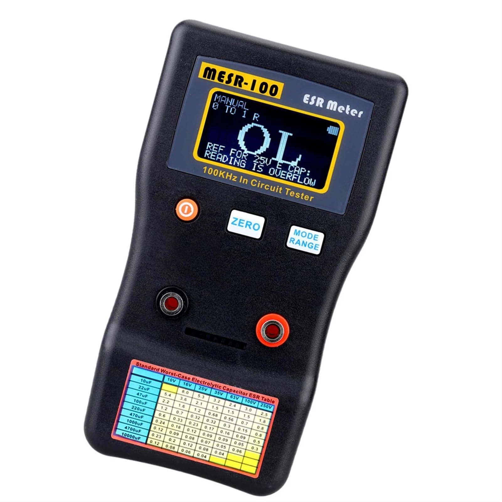 LCR-Messgerät, MESR-100 ESR-Kapazitäts-Ohmmeter, professionelle Messung des Innenwiderstands Kondensatorkapazitäts-Schaltkreistesters(MESR-100)