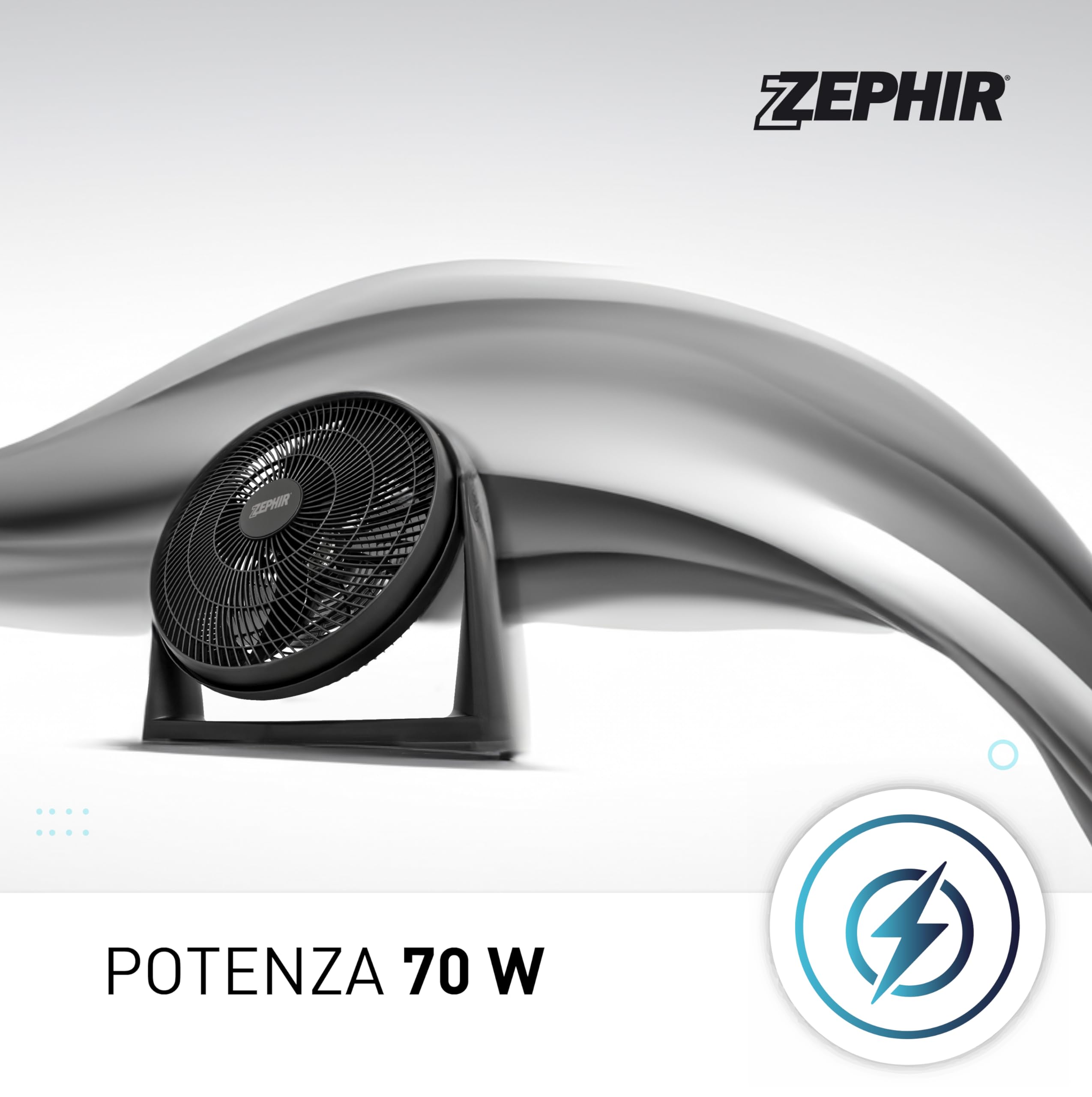 Ventilatore Industriale Zephir 60 Cm - Superpotente 180W, 3 Velocità, Pale Alluminio, Struttura Metallo Con Ruote - Foto 12